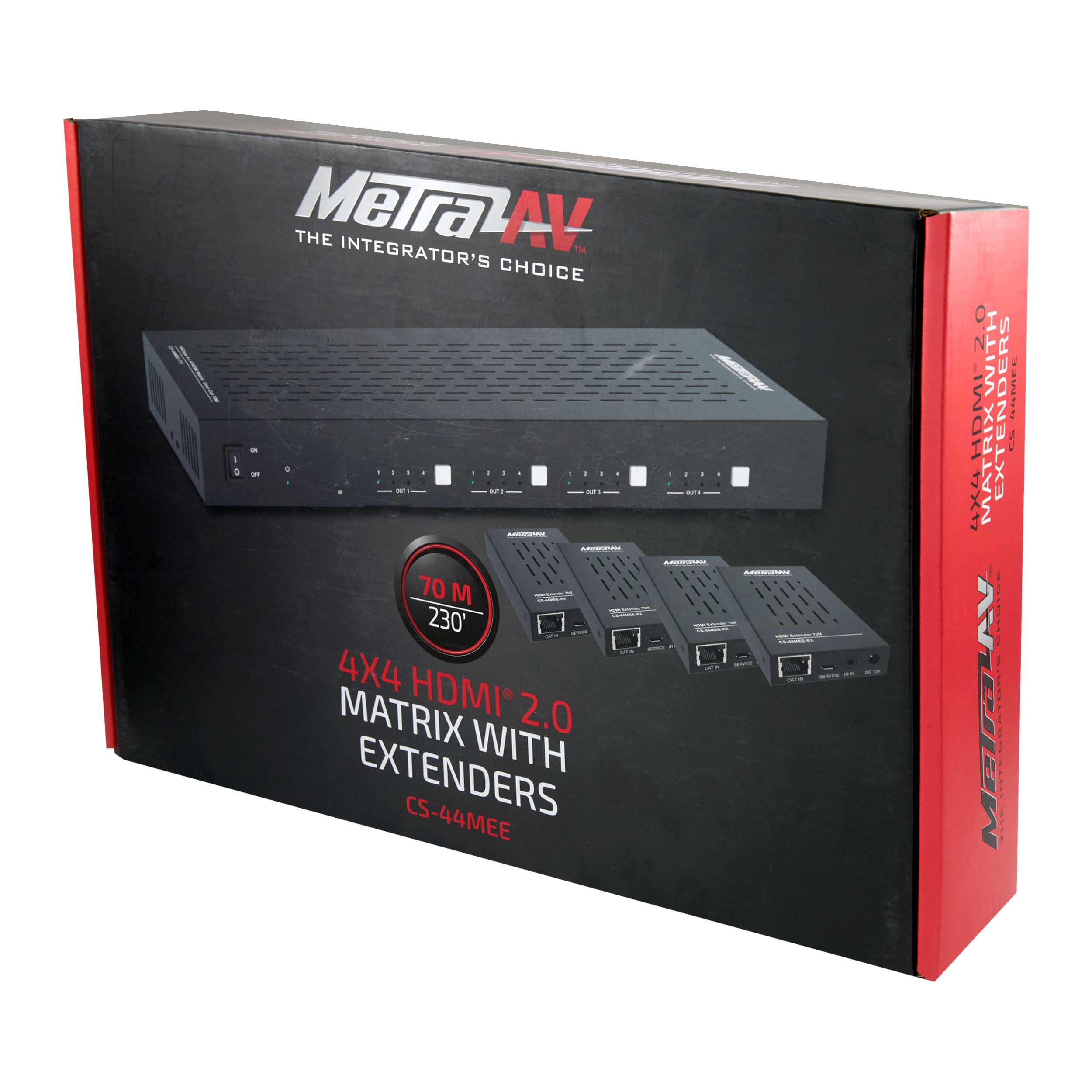 4X4 HDMI/CAT6 MATRIX IR RECEIVERS & EMITTERS, 4K 70M