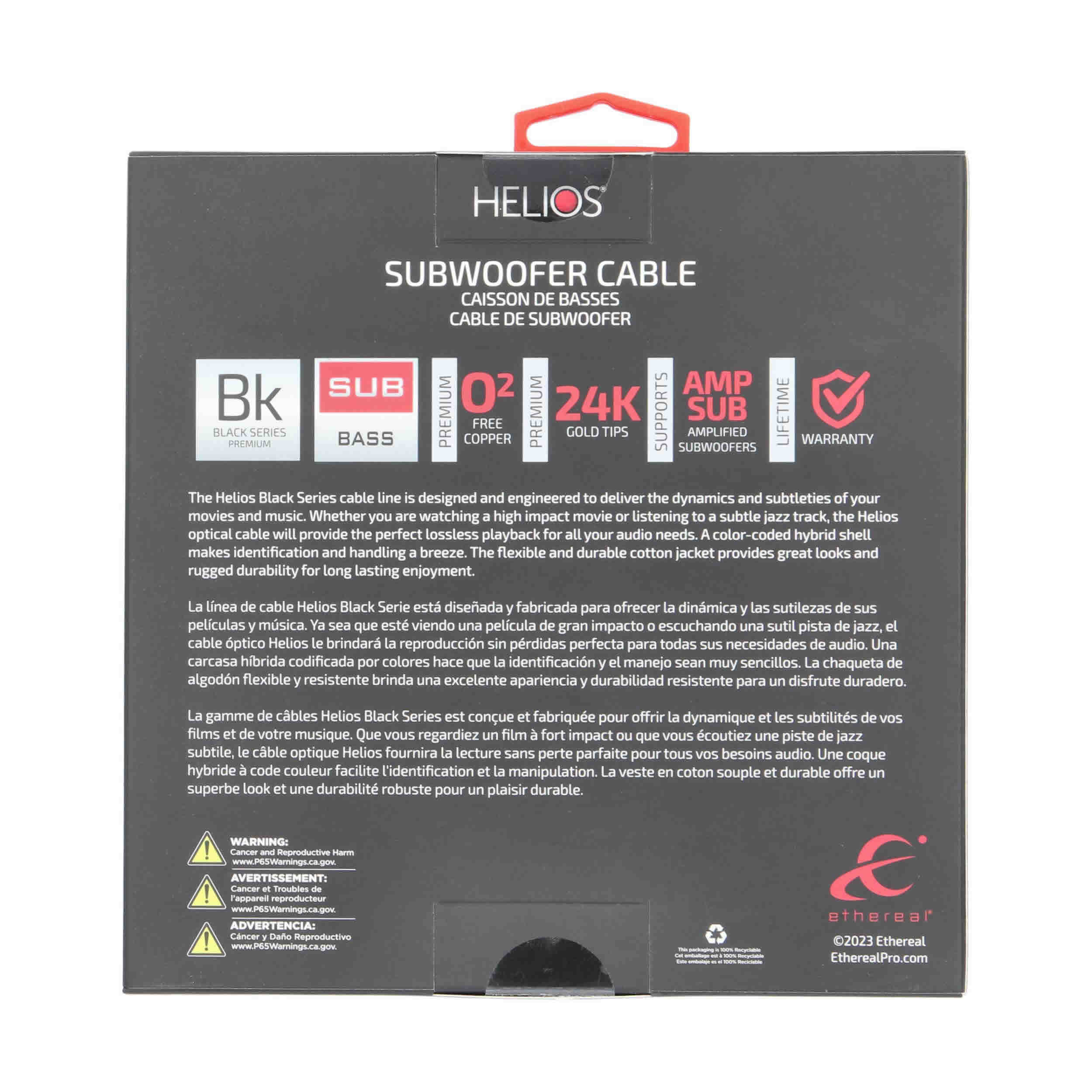 19FT BLACK SERIES SUBWOOFER AUDIO CABLE BRAIDED JACKET