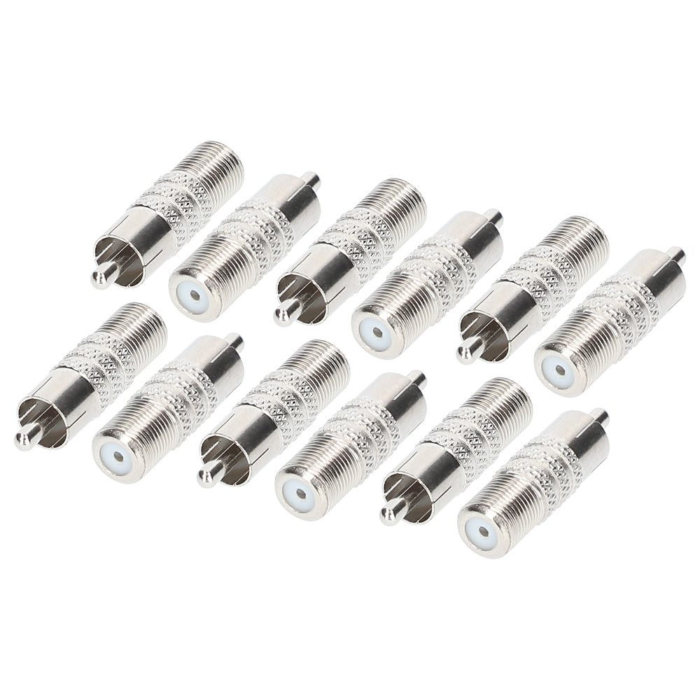F-TYPE FEMALE TO RCA MALE COAXIAL CABLE ADAPTER (10 PACK)