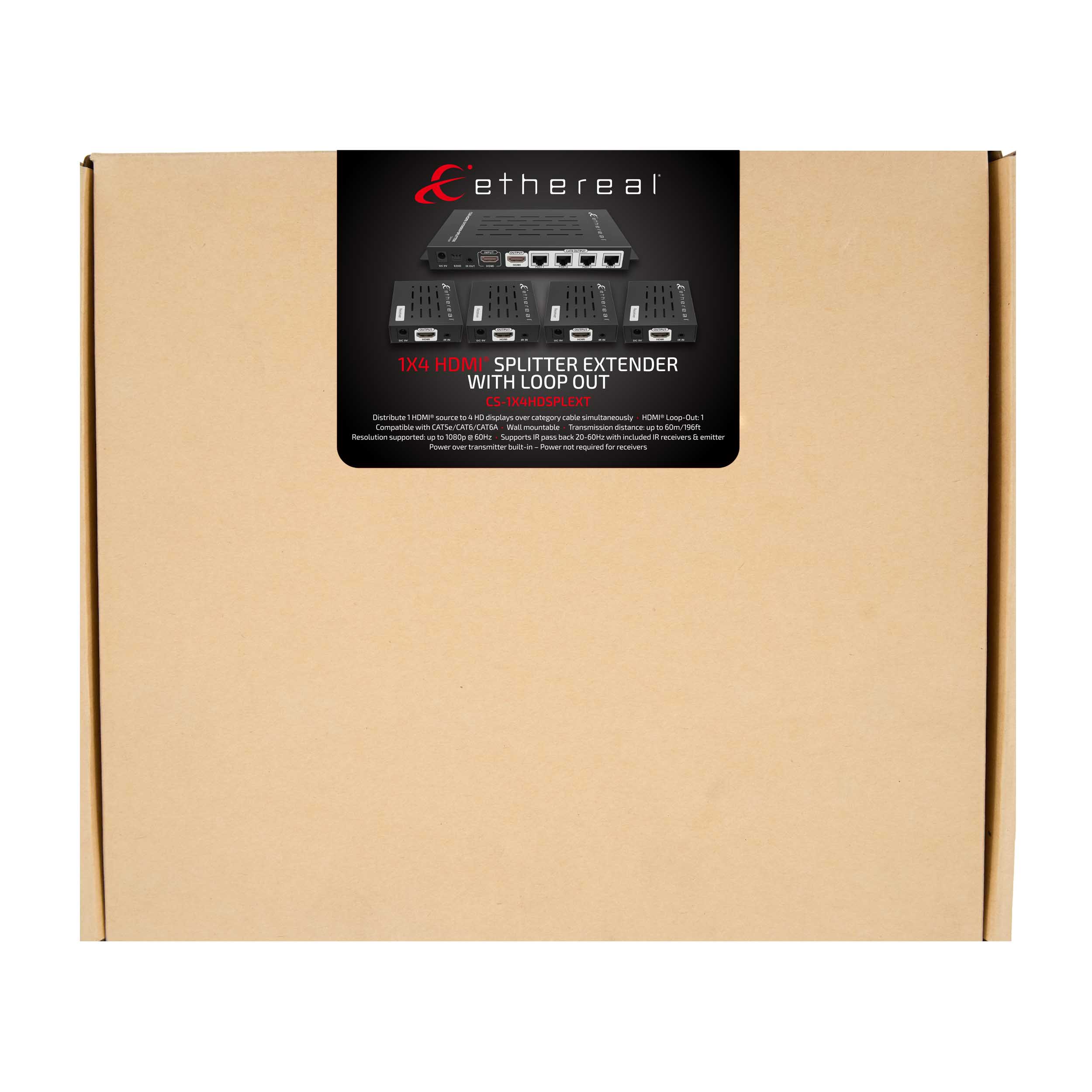 1X4 HDMI SPLITTER EXTENDER OVER CAT, POT, LOOP-OUT