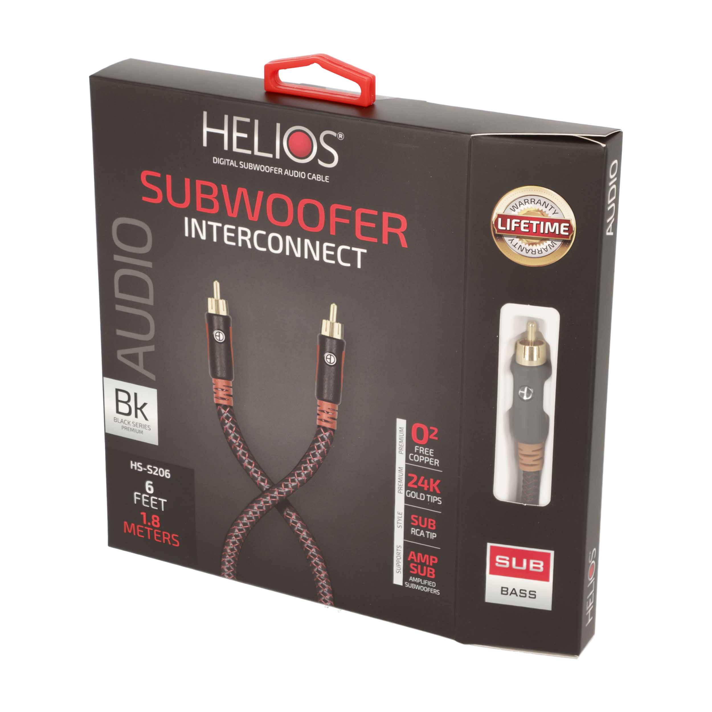 6FT BLACK SERIES SUBWOOFER AUDIO CABLE BRAIDED JACKET