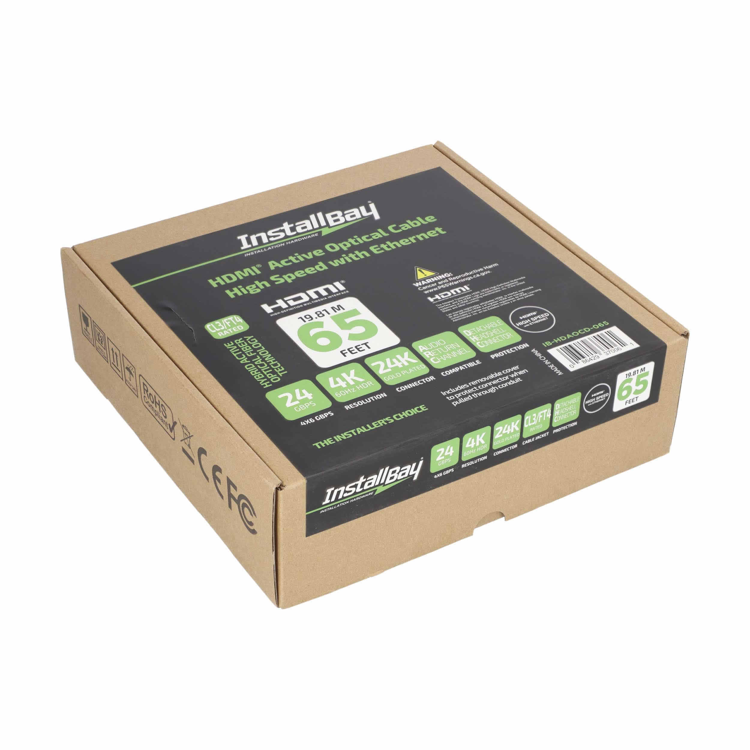 Install Bay Detachable Fiber High Speed HDMI(R) Cable With Ethernet, 4K, 24 Gbps