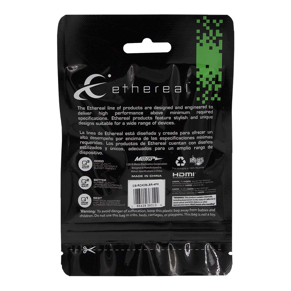 RCA DOUBLE BARREL CONNECTORS, FEMALE TO FEMALE COUPLERS (4 PACK)