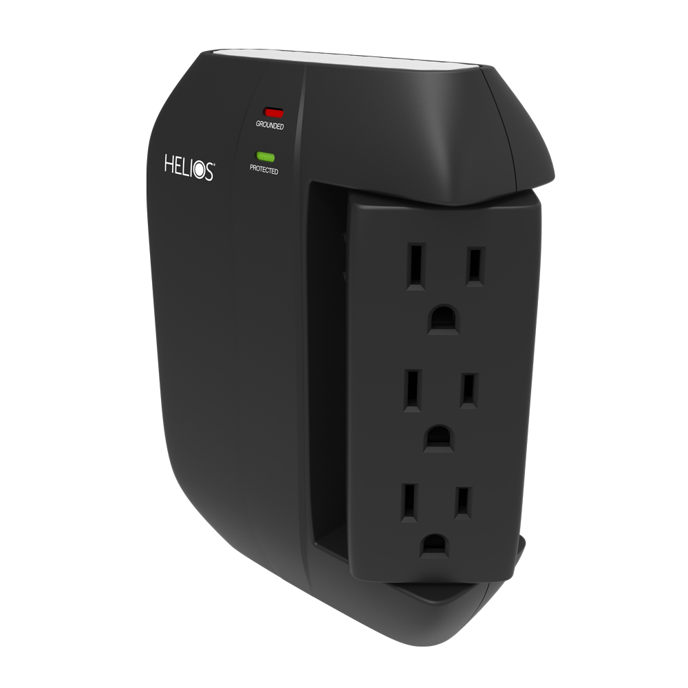 5-OUTLET 450J SURGE PROTECTOR WALL TAP WITH 2 USB 2.1A (BLACK)