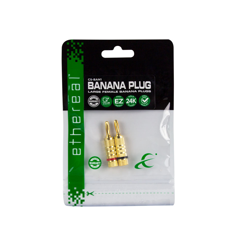 BANANA PLUGS, GOLD PLATED, ENTRY LEVEL, 1 RED & 1 BLACK (1 PAIR)