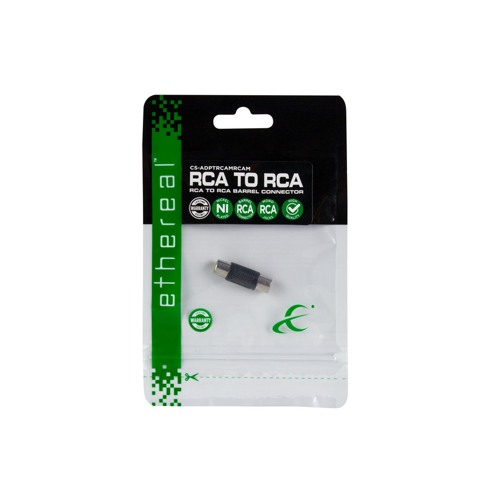 RCA SINGLE BARREL CONNECTOR, FEMALE TO FEMALE COUPLER