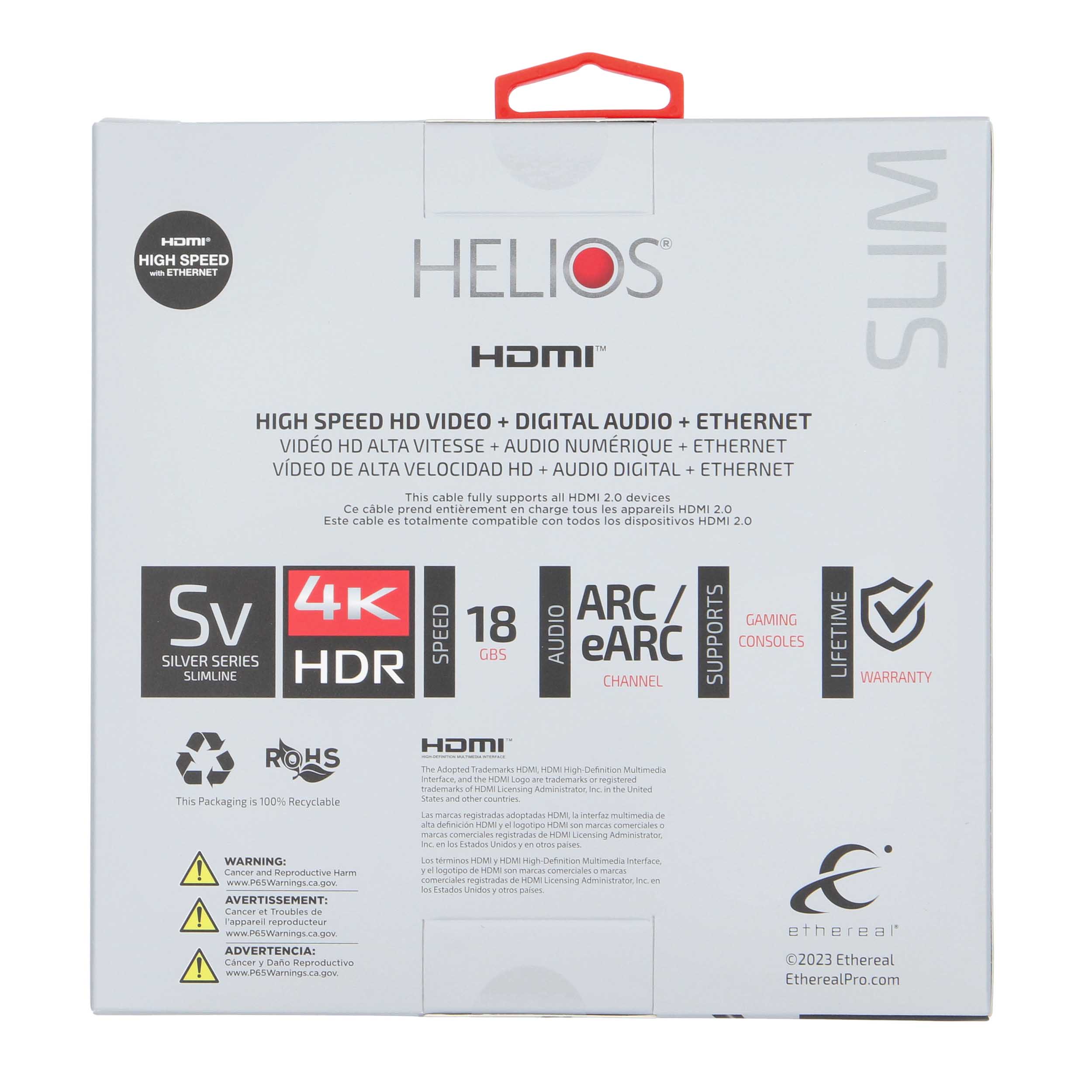 6FT SILVER SERIES HDMI CABLE 18GBPS HIGH SPEED, ARC/EARC, GRIP-LOX CONNECTOR