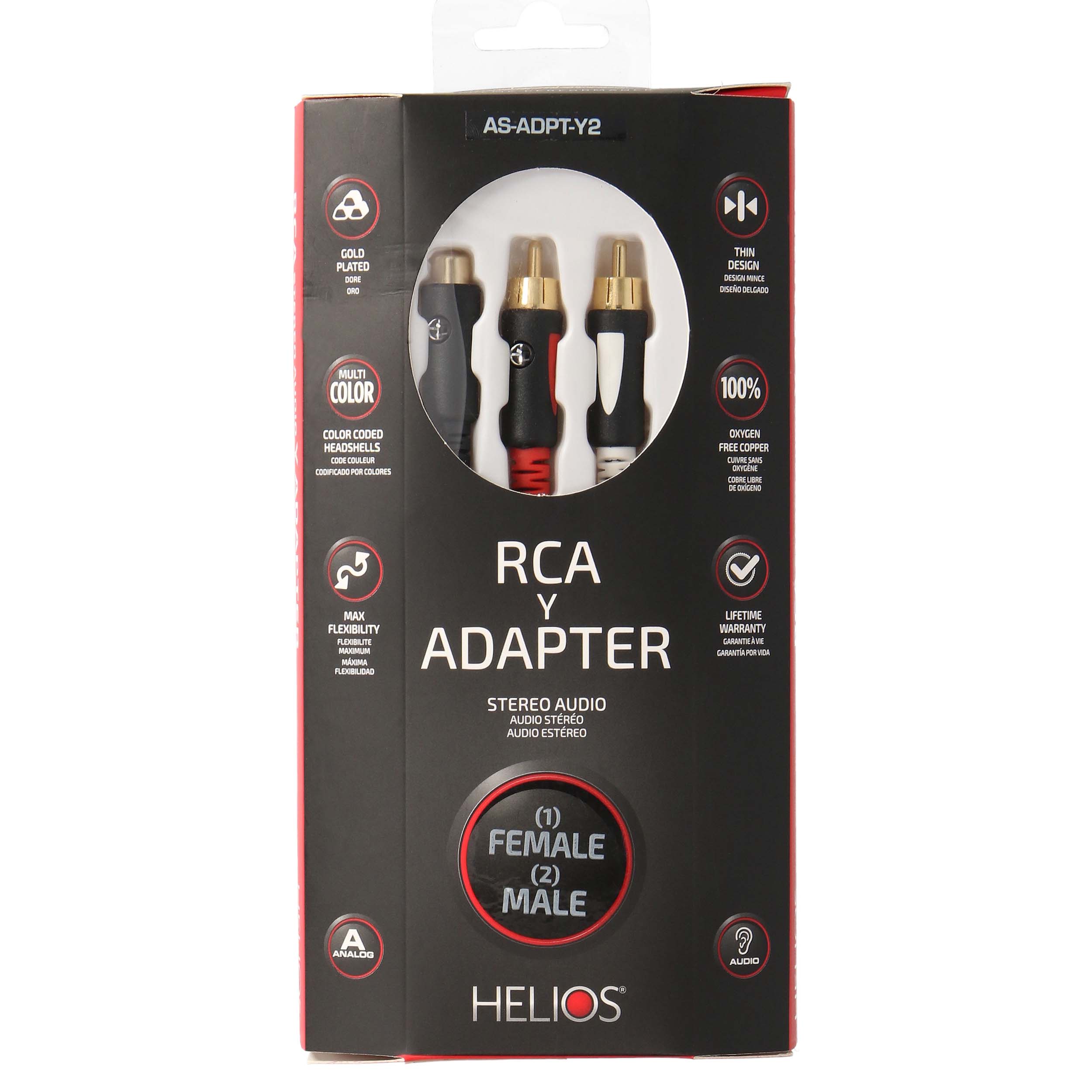 RCA Y CABLE - 2 MALE TO 1 FEMALE