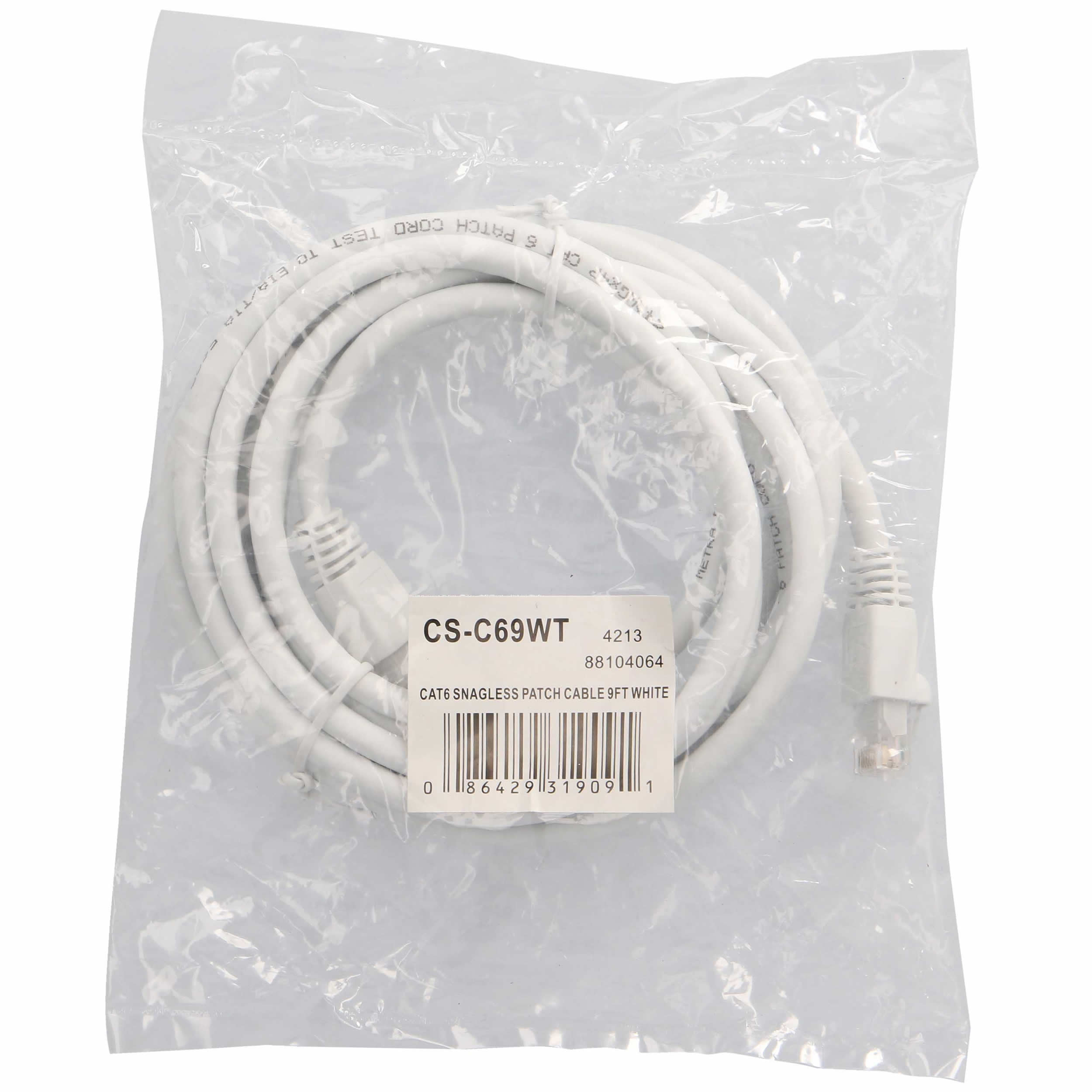 9FT WHT CAT6 SNAGLESS PTCH CBL