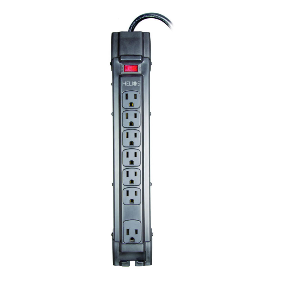 7-OUTLET 900J SURGE PROTECTOR POWER STRIP, RIGHT ANGLE PLUG, 6FT (BLACK)