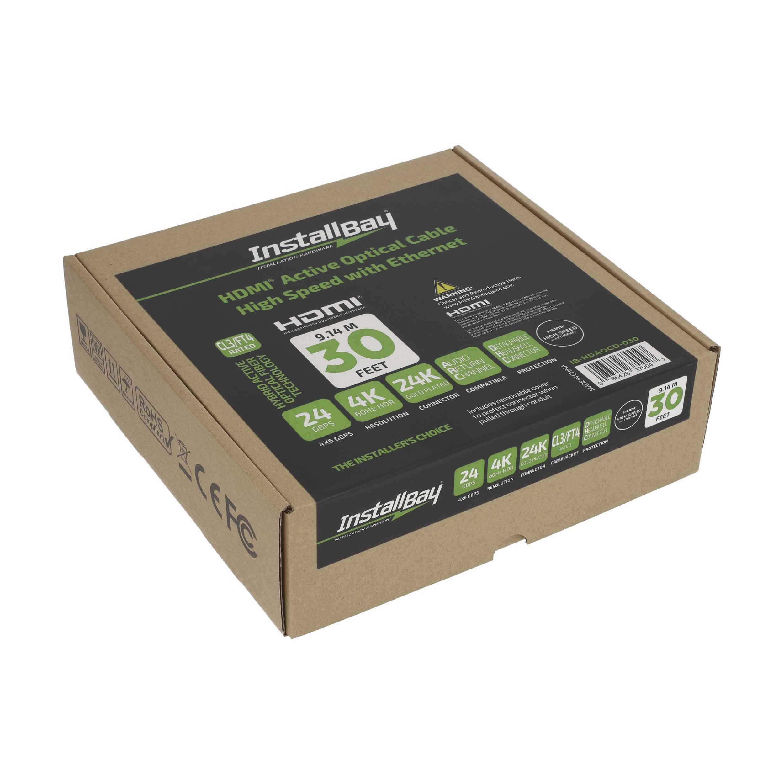 Install Bay Detachable Fiber High Speed HDMI(R) Cable With Ethernet, 4K, 24 Gbps