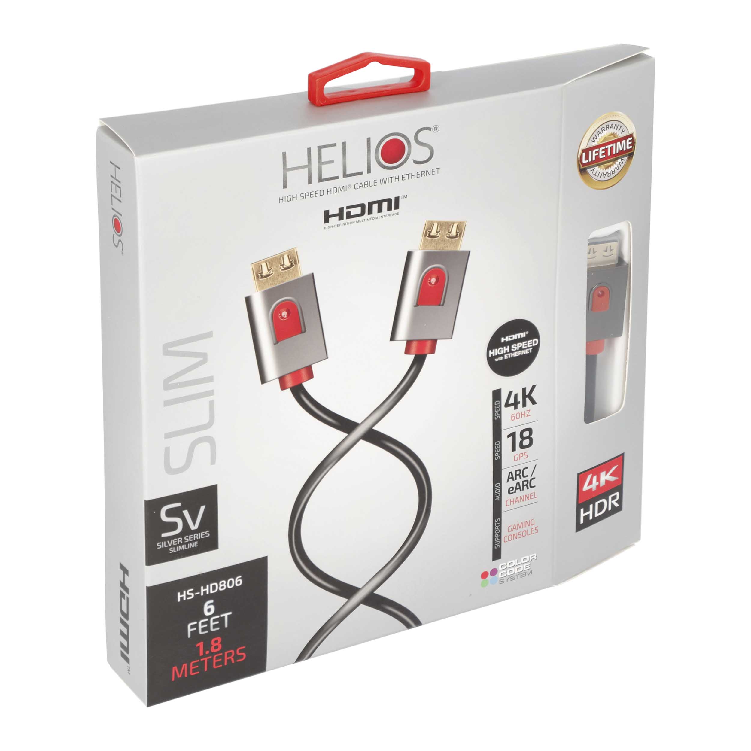 6FT SILVER SERIES HDMI CABLE 18GBPS HIGH SPEED, ARC/EARC, GRIP-LOX CONNECTOR