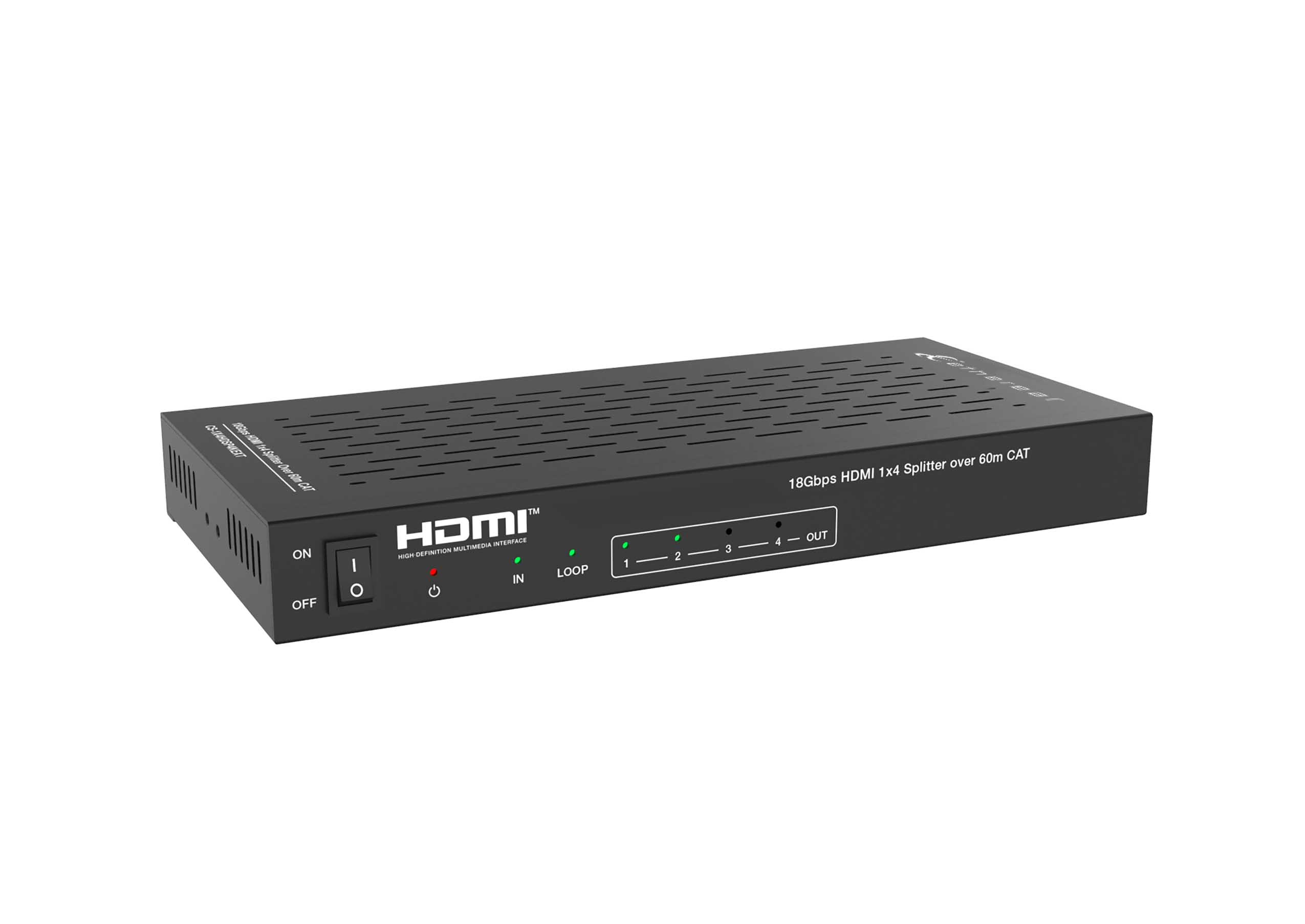 1X4 HDMI SPLITTER EXTENDER OVER CAT, IR PB, 18 GBPS