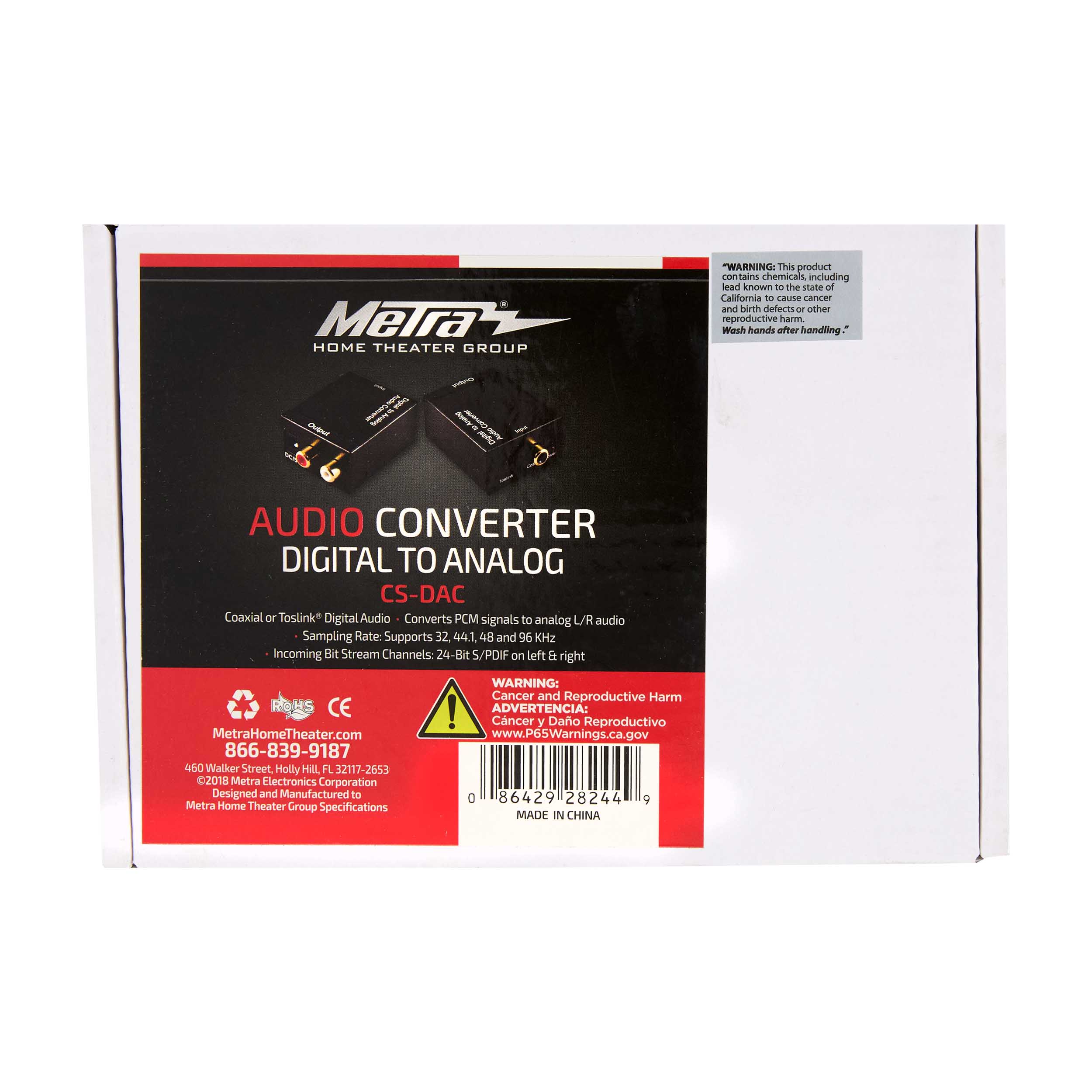 DIGITAL TO ANALOG CONVERTER PCM ONLY, OPTICAL & COAX INPUTS, RCA OUTPUT