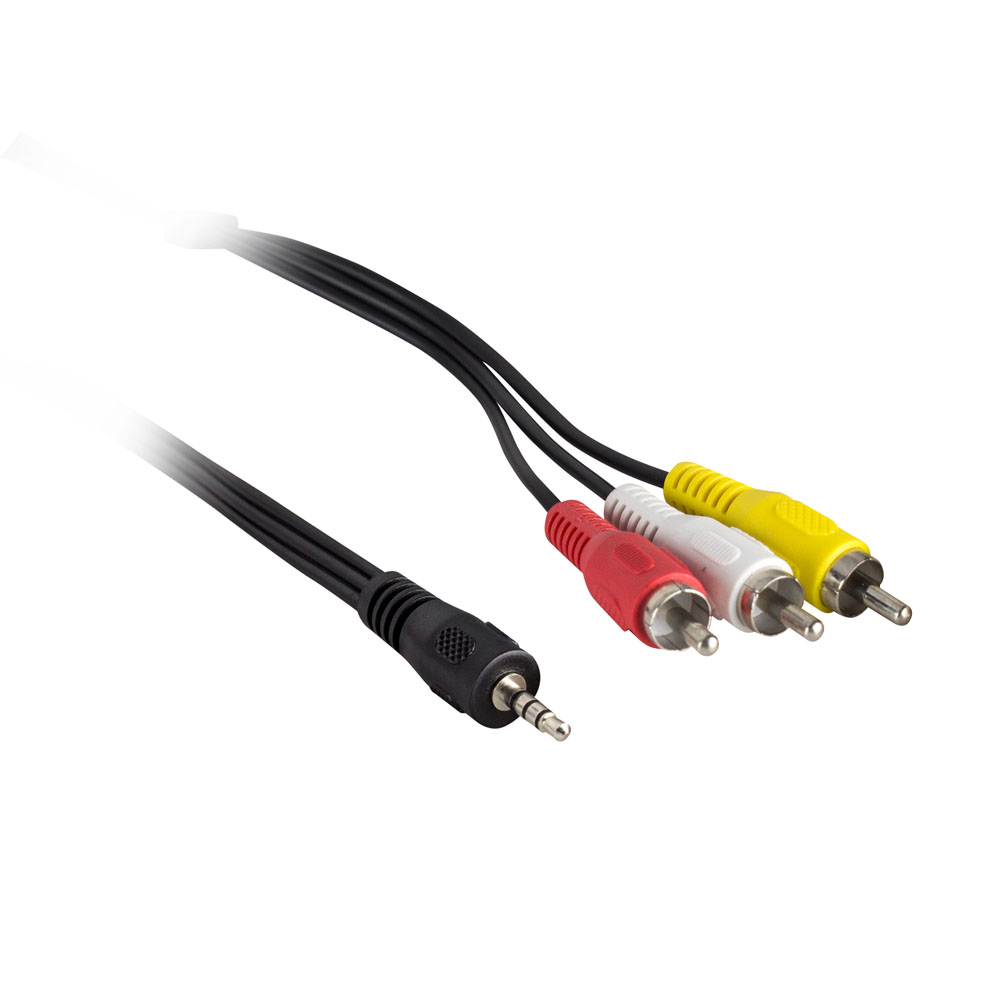 3.5MM AUX MALE TO 3 RCA MALE AUDIO VIDEO ADAPTER CABLE, 2M