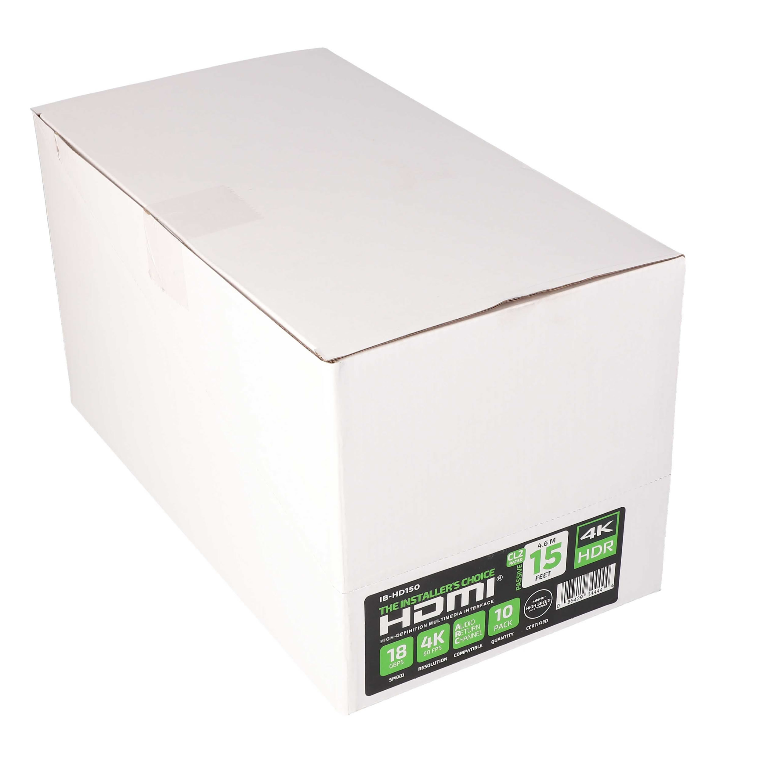 15FT HDMI CABLE 18GBPS HIGH SPEED, ARC/EARC, 10PK SHELF BOX