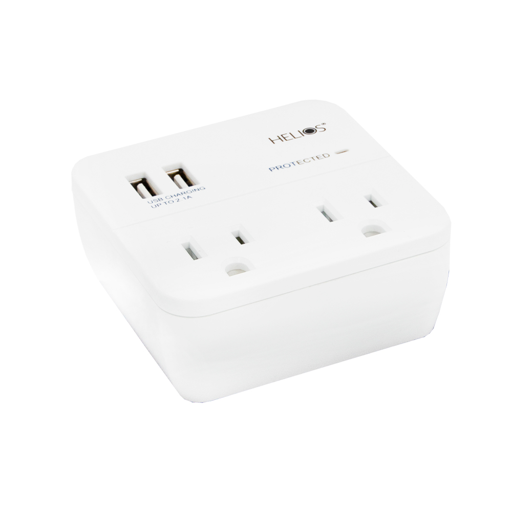 2-OUTLET 245J SURGE PROTECTOR WALL TAP WITH 2 USB 2.1A (WHITE)