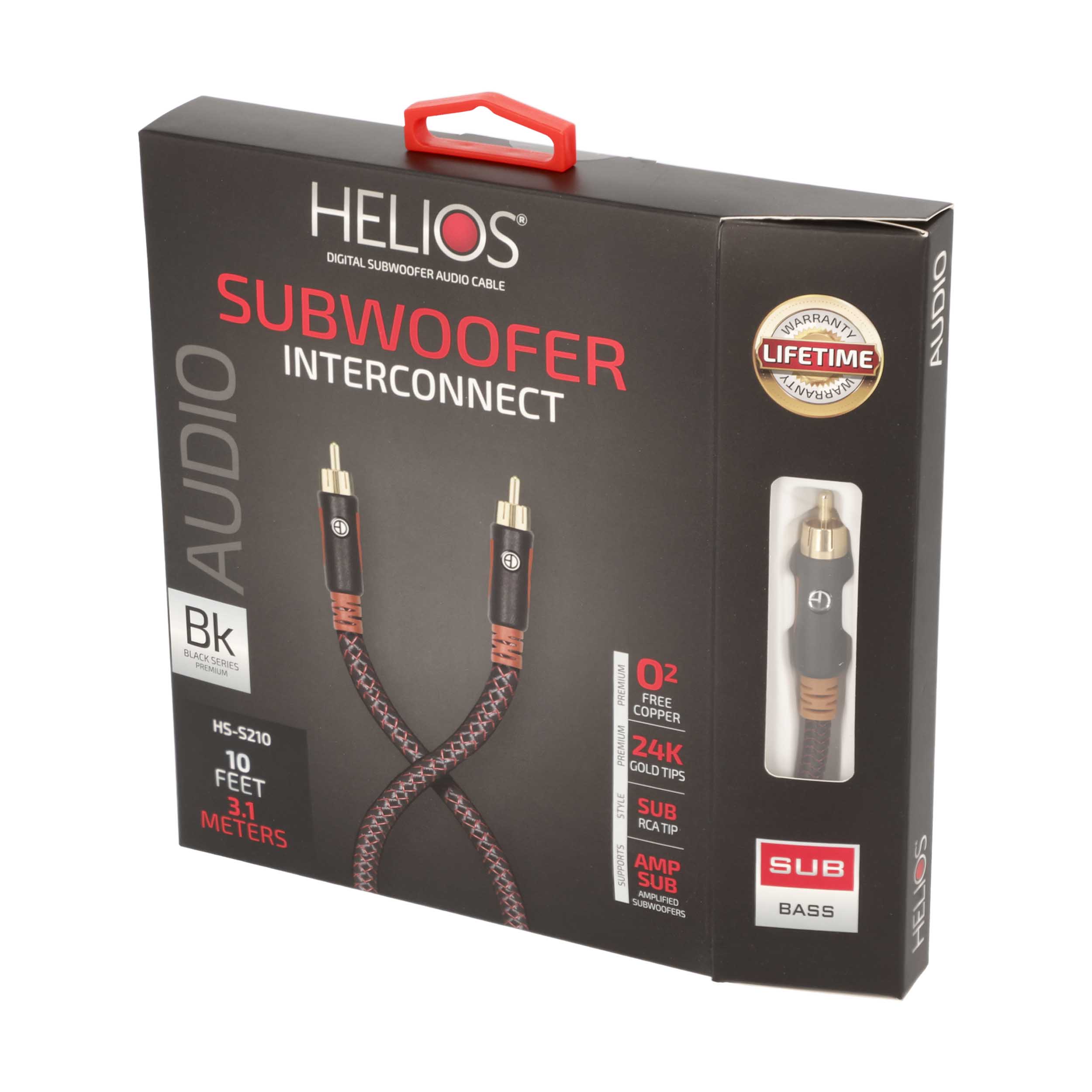 10FT BLACK SERIES SUBWOOFER AUDIO CABLE BRAIDED JACKET