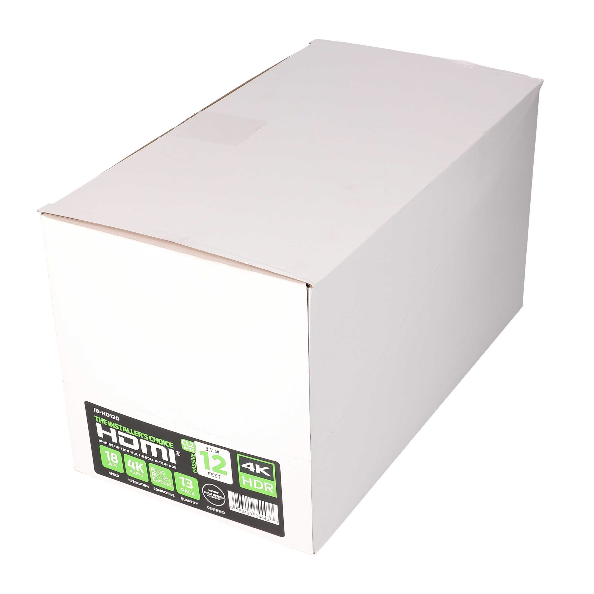 12FT HDMI CABLE 18GBPS HIGH SPEED, ARC/EARC, 13PK SHELF BOX
