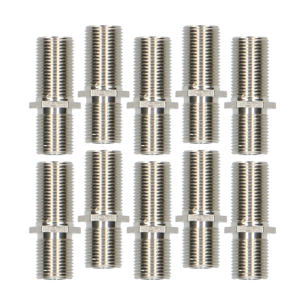 F81 F-TYPE FEMALE TO FEMALE COAXIAL BARREL COUPLERS (10 PACK)