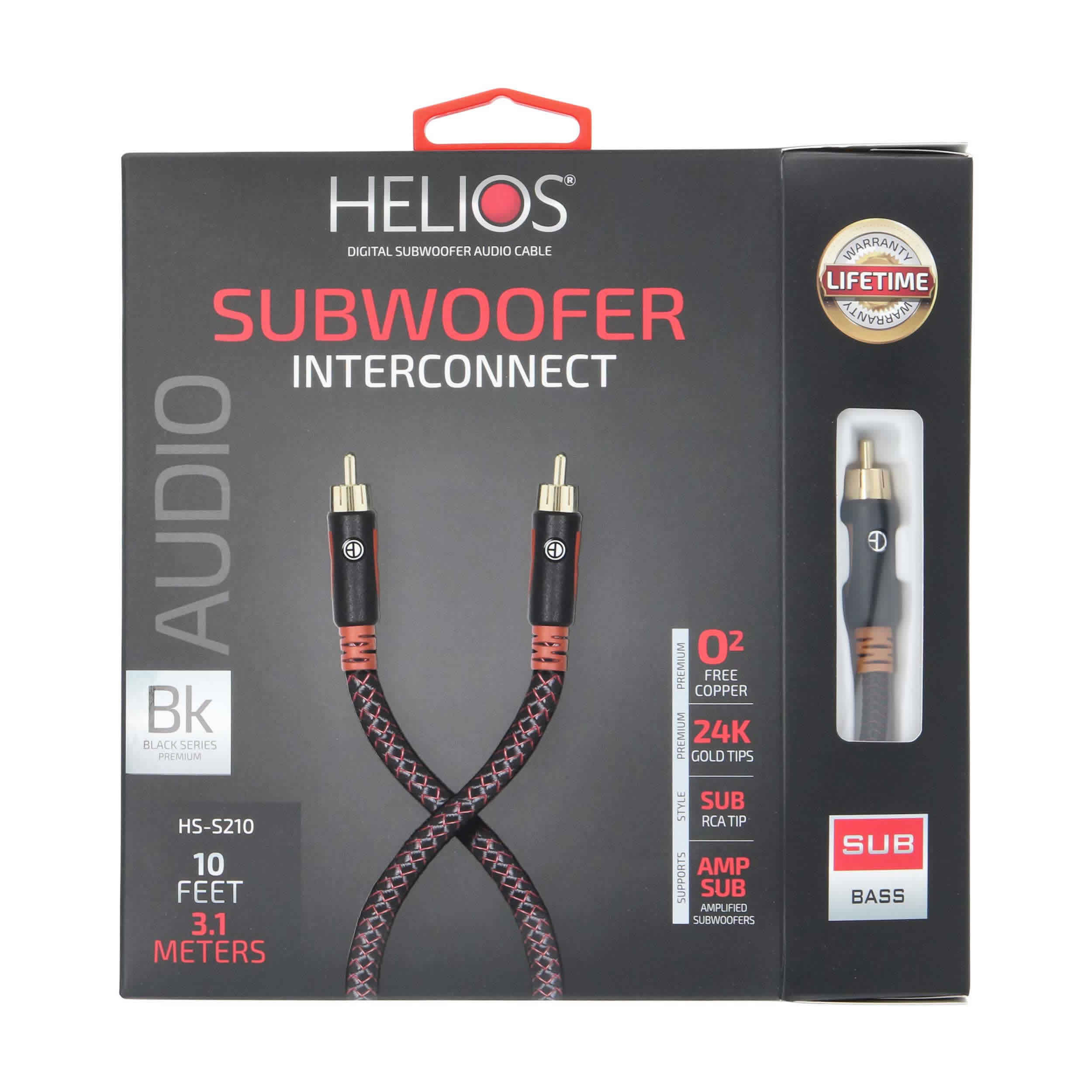 10FT BLACK SERIES SUBWOOFER AUDIO CABLE BRAIDED JACKET