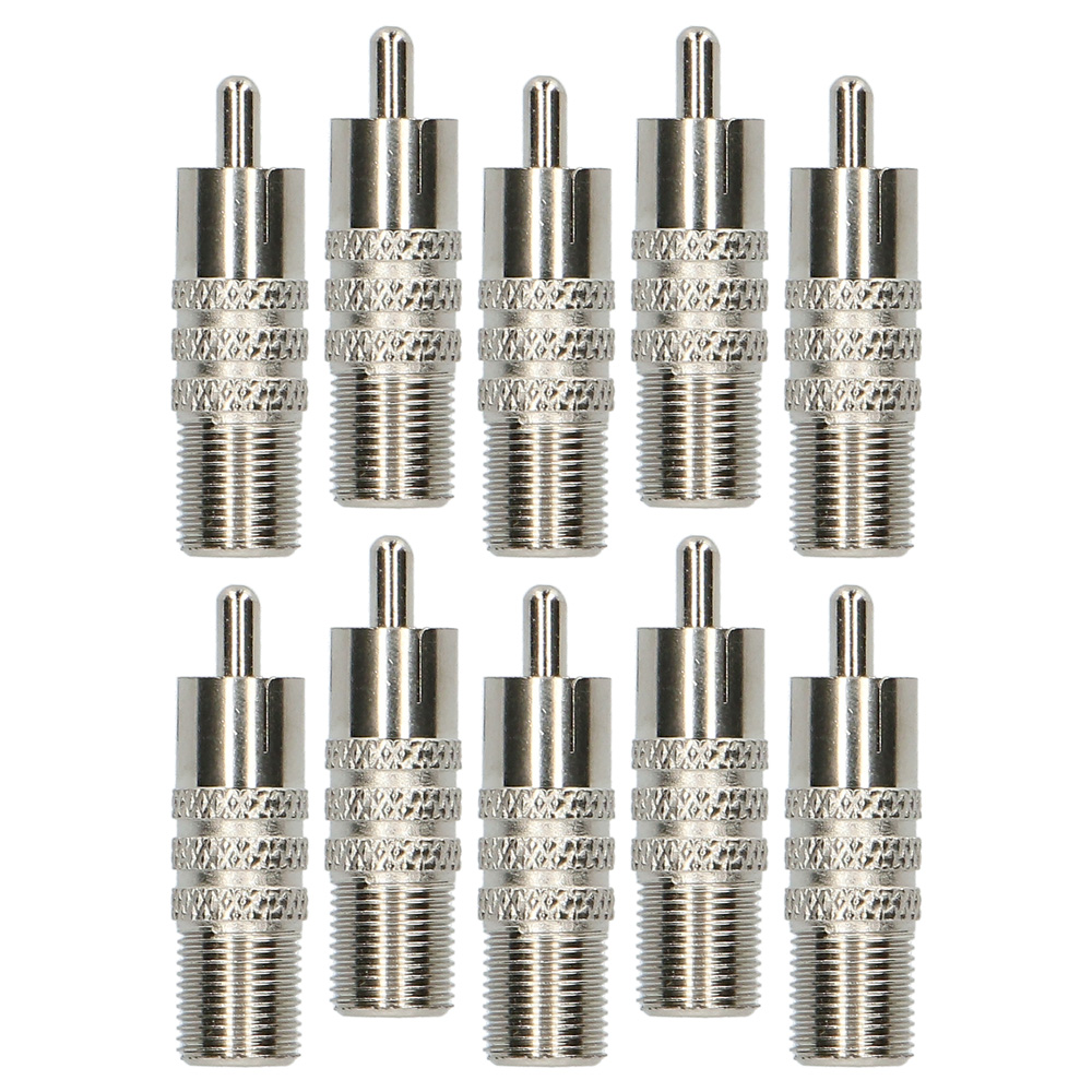 F-TYPE FEMALE TO RCA MALE COAXIAL CABLE ADAPTER (10 PACK)