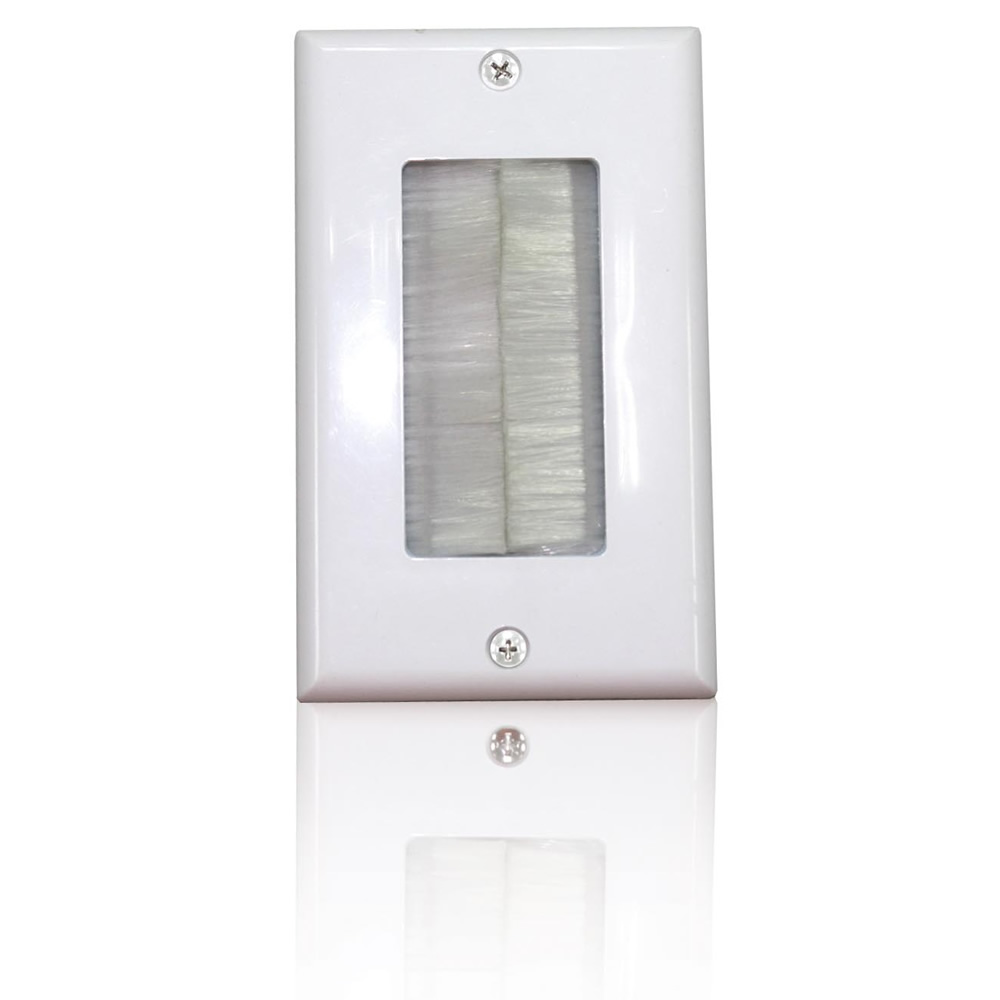 BULK CABLE WALL PLATE, BRUSH STYLE, WHITE (1 PC)