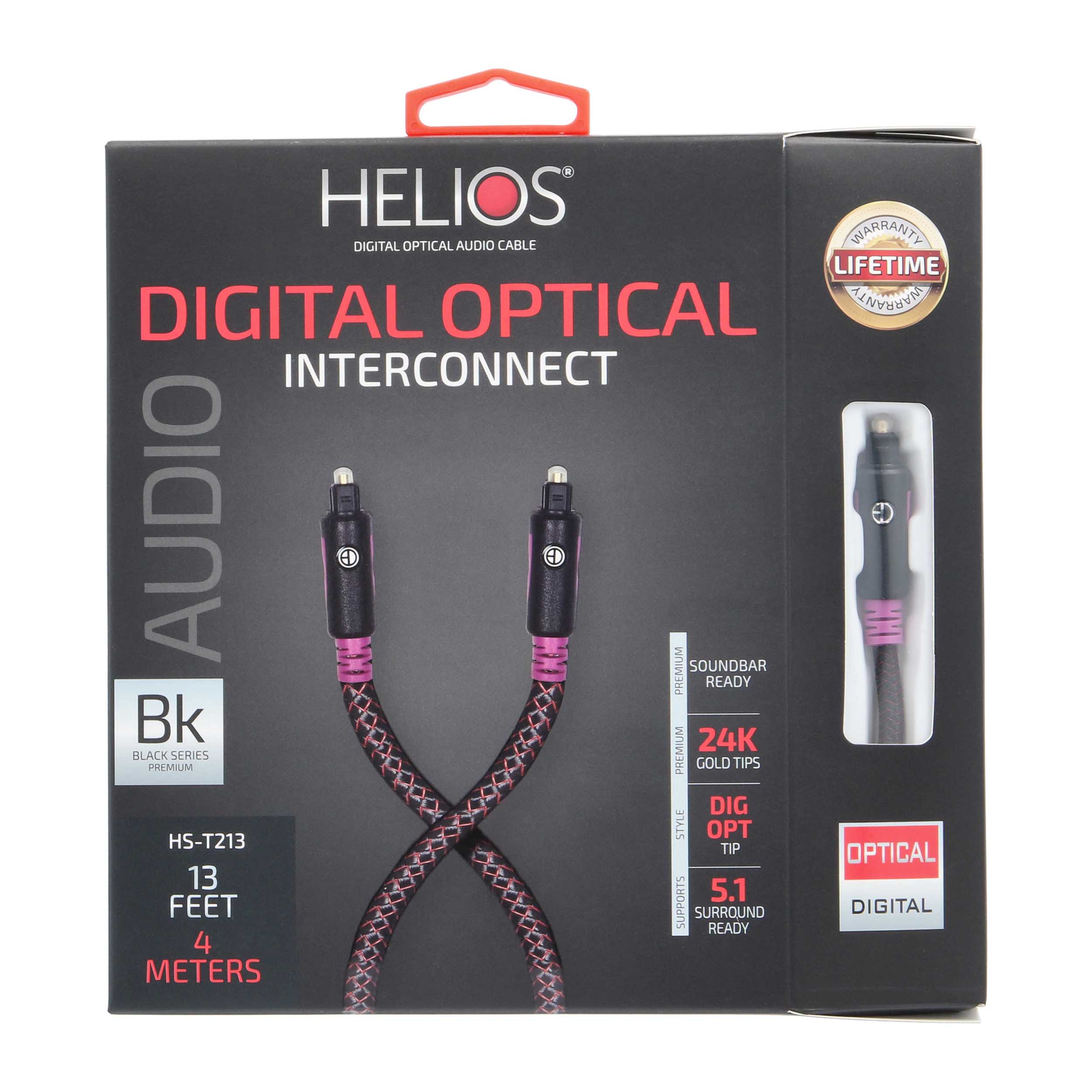 13FT BLACK SERIES OPTICAL AUDIO CABLE BRAIDED JACKET