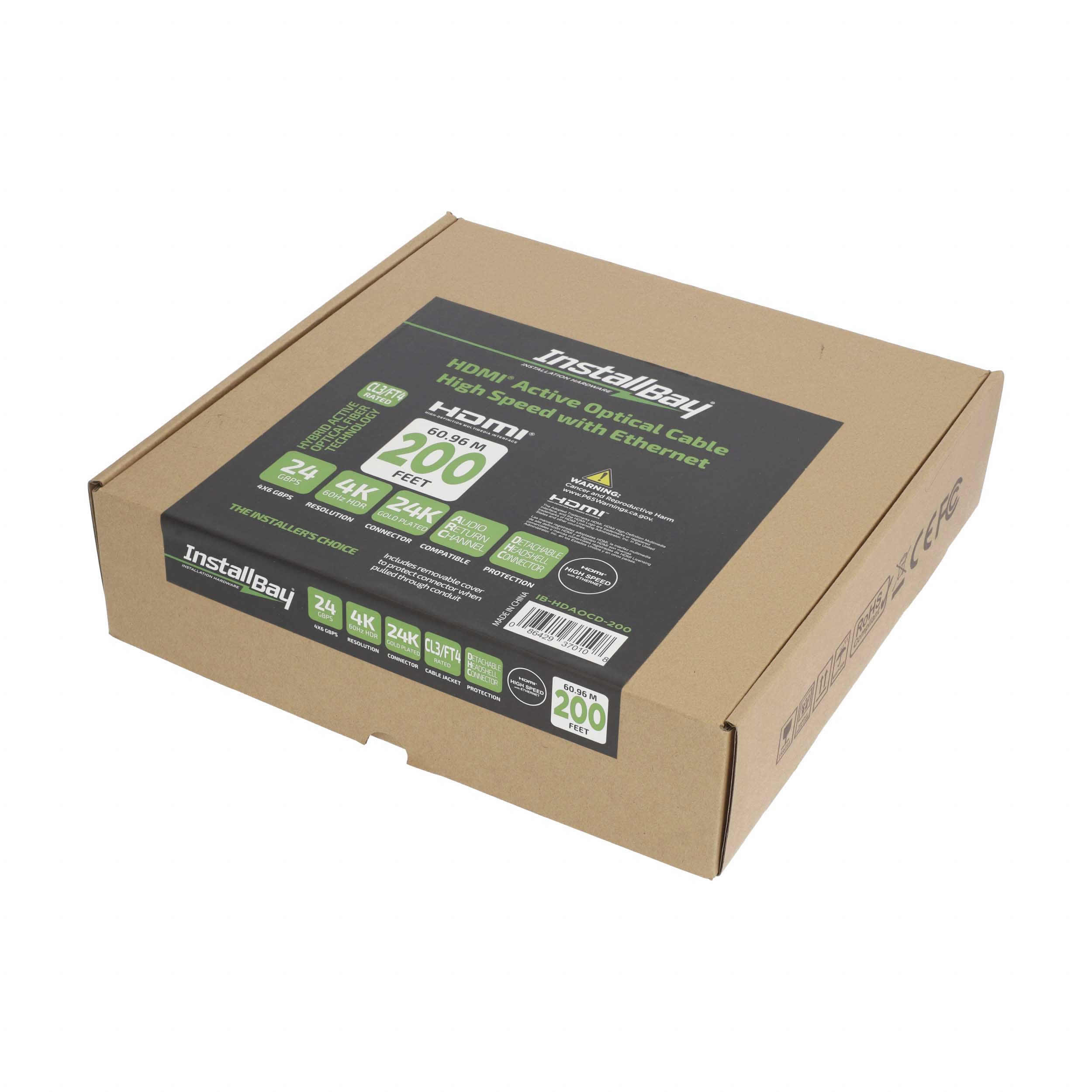 Install Bay Detachable Fiber High Speed HDMI(R) Cable With Ethernet, 4K, 24 Gbps