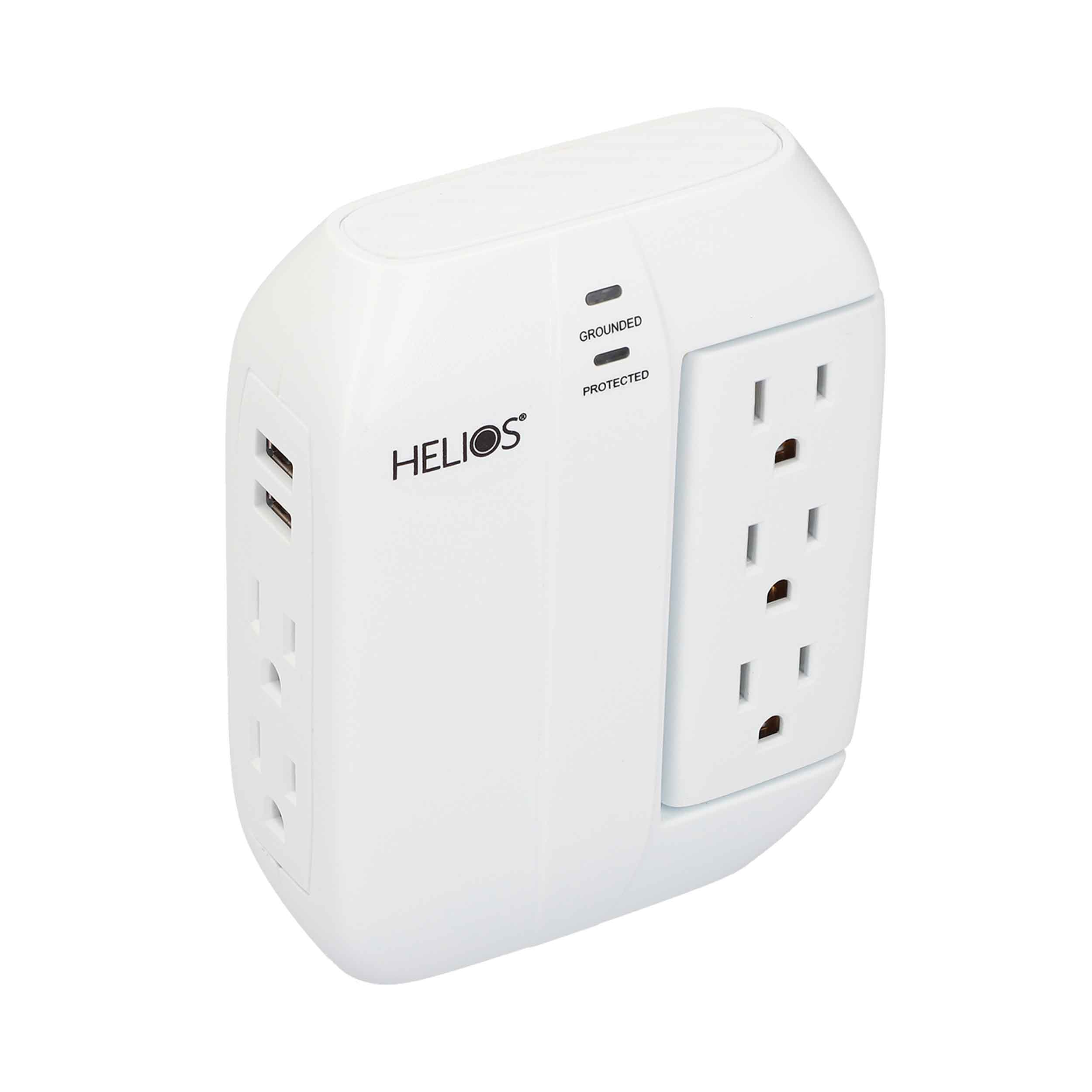 5-OUTLET 450J SURGE PROTECTOR WALL TAP WITH 2 USB 2.1A (WHITE)