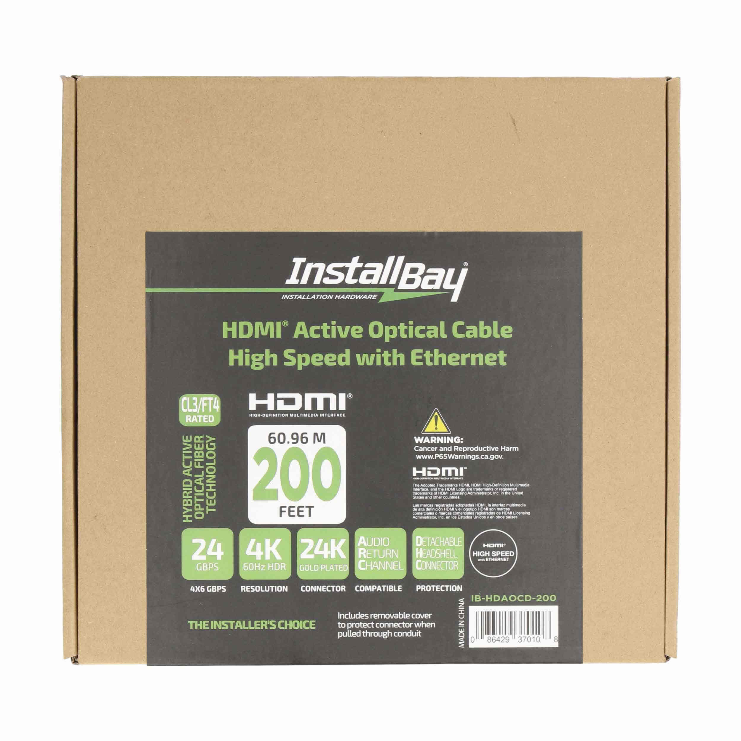 Install Bay Detachable Fiber High Speed HDMI(R) Cable With Ethernet, 4K, 24 Gbps