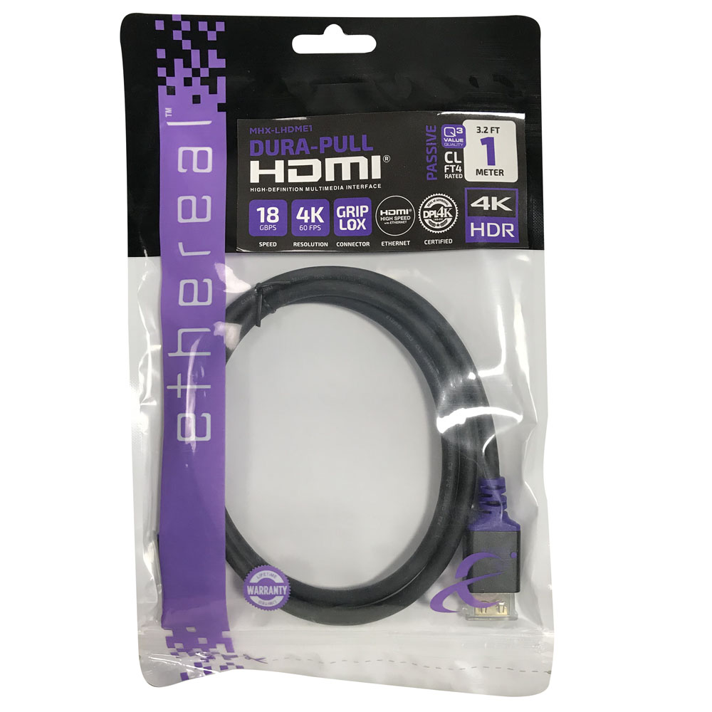 1M HIGH SPEED 48GBPS HDMI CABLE W/ETHERNET & GRIPLOX