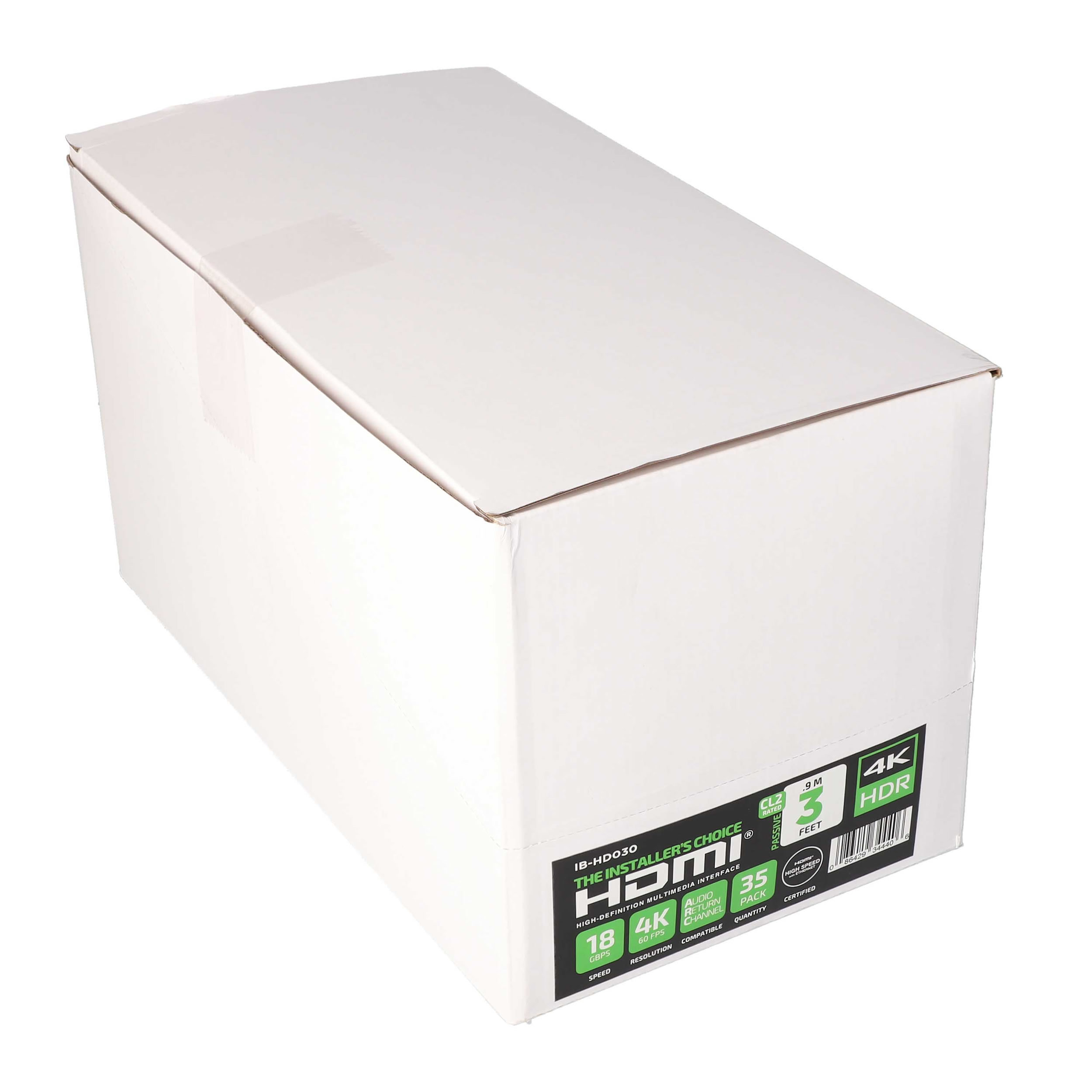 3FT HDMI CABLE 18GBPS HIGH SPEED, ARC/EARC, 35PK SHELF BOX