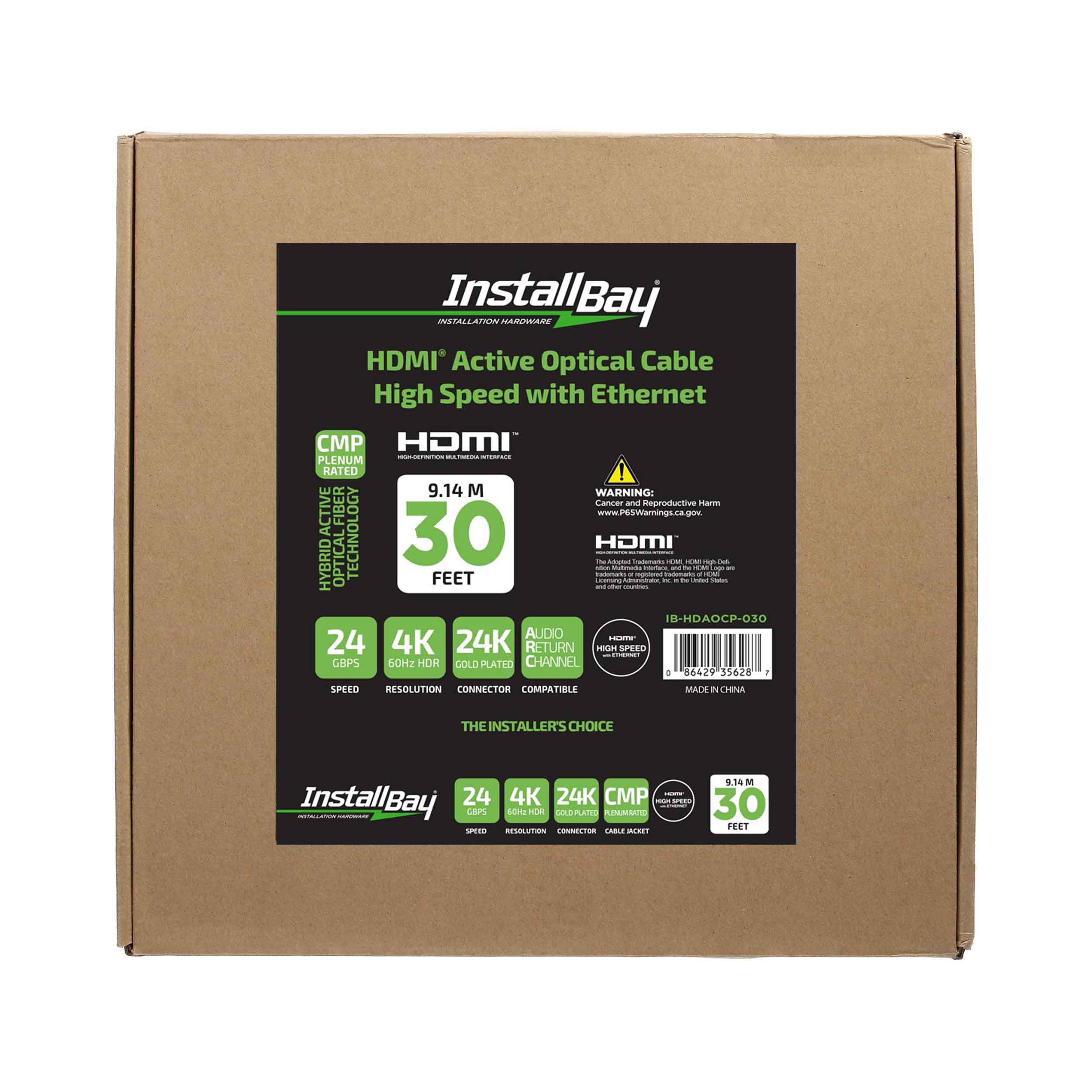 Install Bay Fiber Active Optical High Speed HDMI(R) Cable With Ethernet, 4K, 24 Gbps