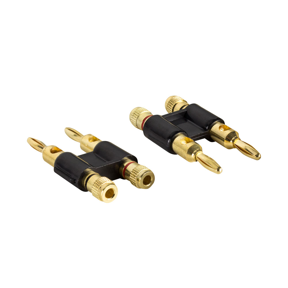 DOUBLE BANANA PLUG, GOLD PLATED, BLACK (1 DUAL PLUG)