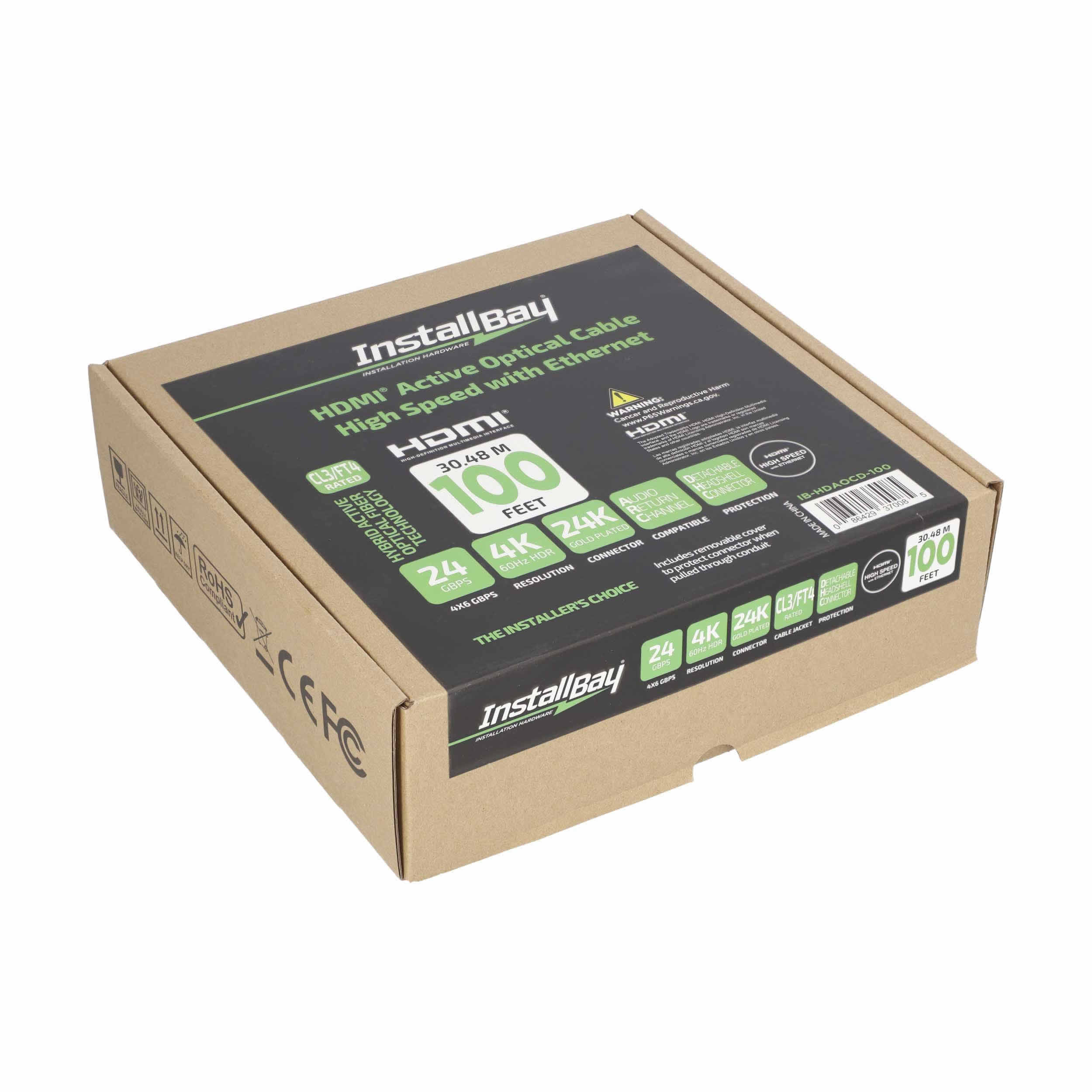 Install Bay Detachable Fiber High Speed HDMI(R) Cable With Ethernet, 4K, 24 Gbps