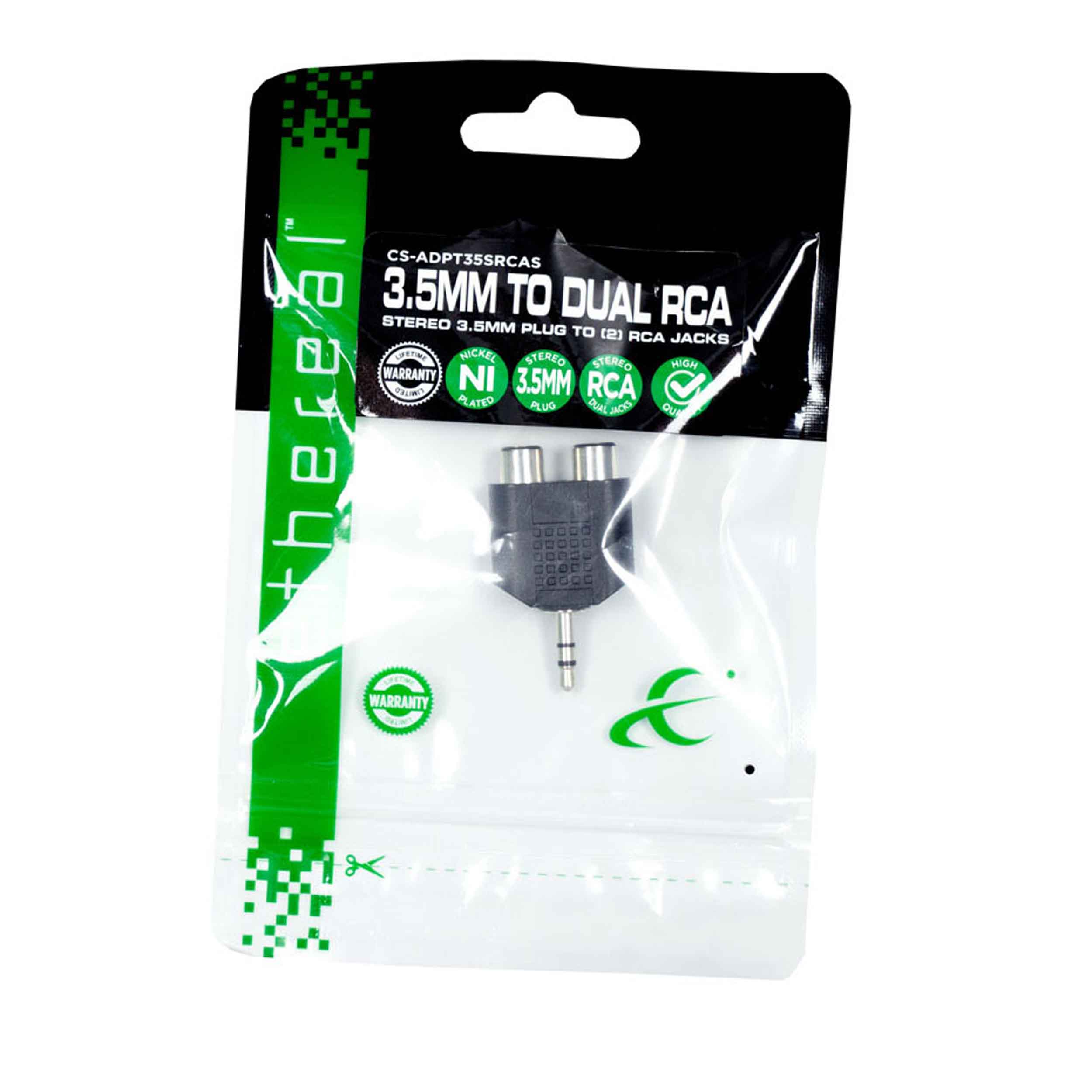 3.5MM STEREO MALE TO 2 RCA FEMALE AUDIO CONNECTOR ADAPTER
