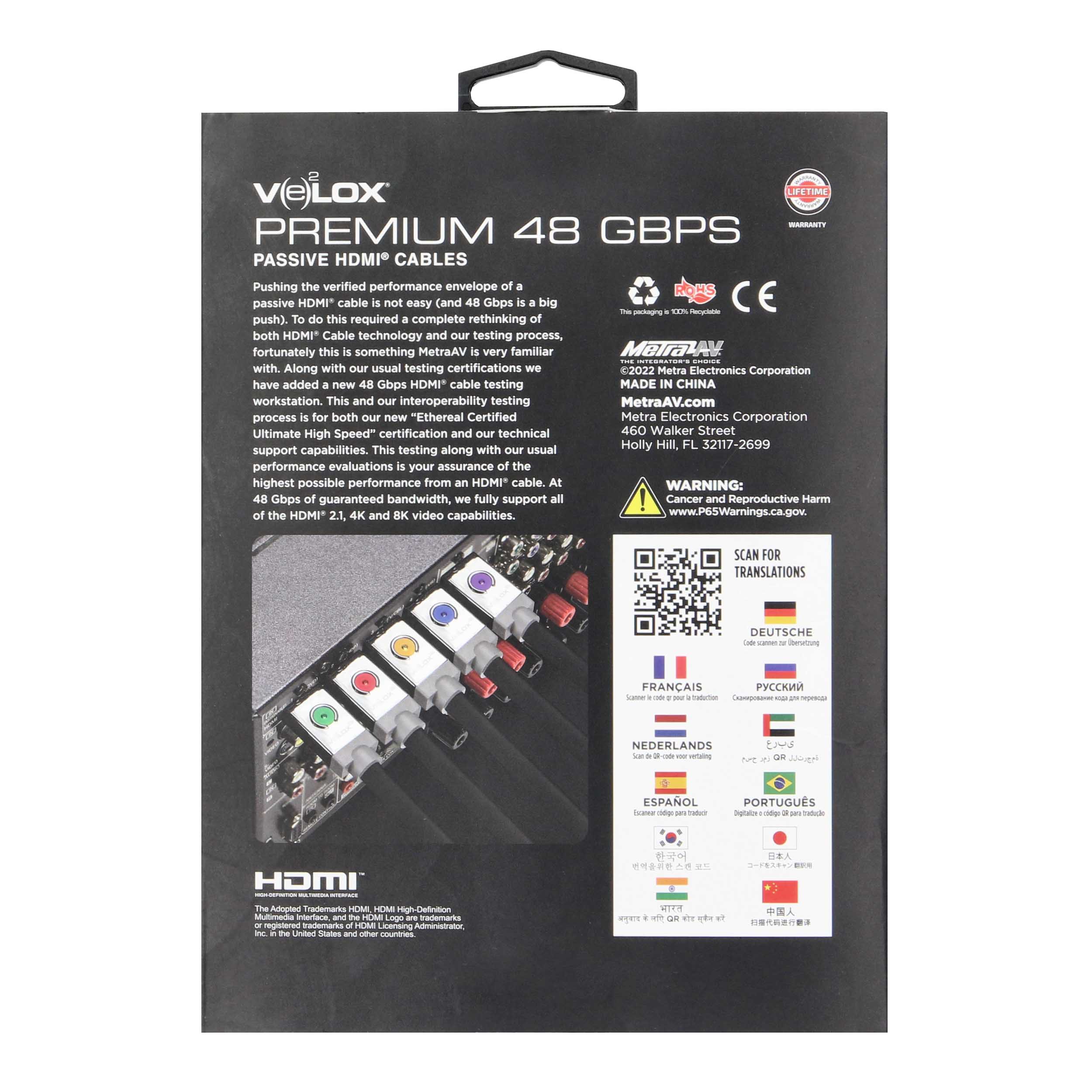 1M VELOX PASSIVE HDMI ULTIMATE HIGH SPEED CABLE WITH ETHERNET 8K 48GBPS