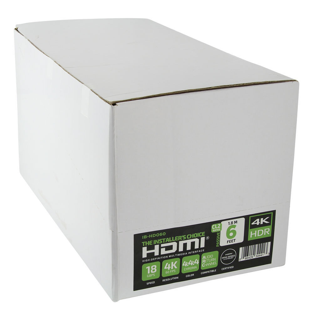 6FT HDMI CABLE 18GBPS HIGH SPEED, ARC/EARC, 24PK SHELF BOX