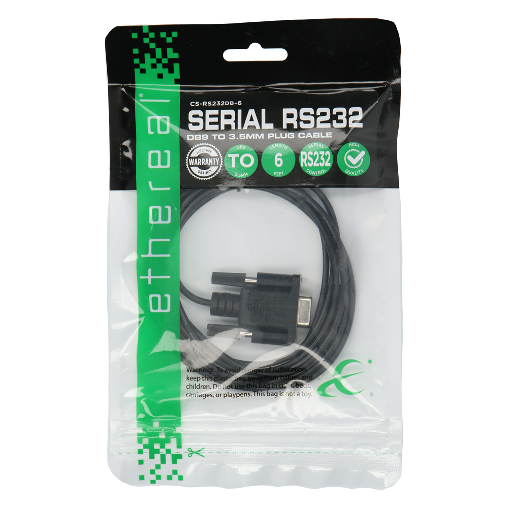 RS232, DB9 FEMALE SERIAL TO 3.5MM MALE STEREO CABLE, 6FT