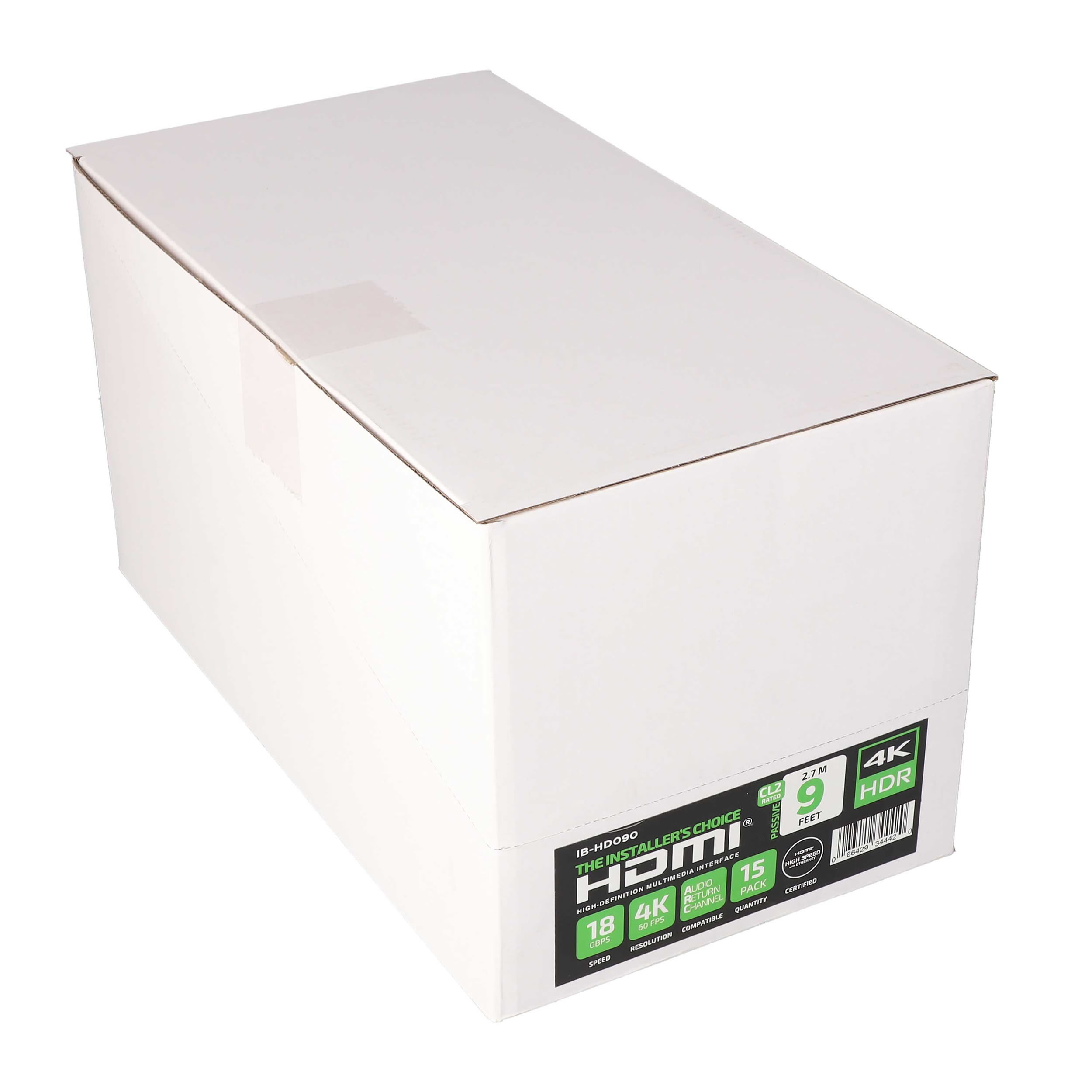 9FT HDMI CABLE 18GBPS HIGH SPEED, ARC/EARC, 15PK SHELF BOX