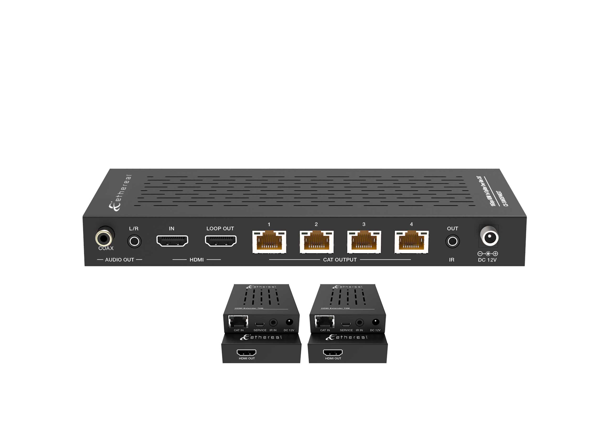 1X4 HDMI SPLITTER EXTENDER OVER CAT, IR PB, 18 GBPS