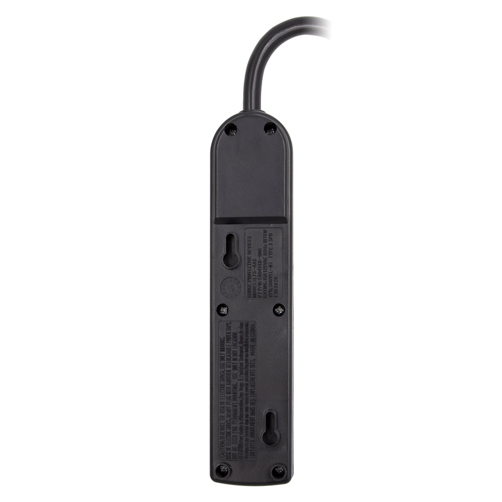 4-OUTLET 300J SURGE PROTECTOR POWER STRIP, 1.5FT (BLACK)