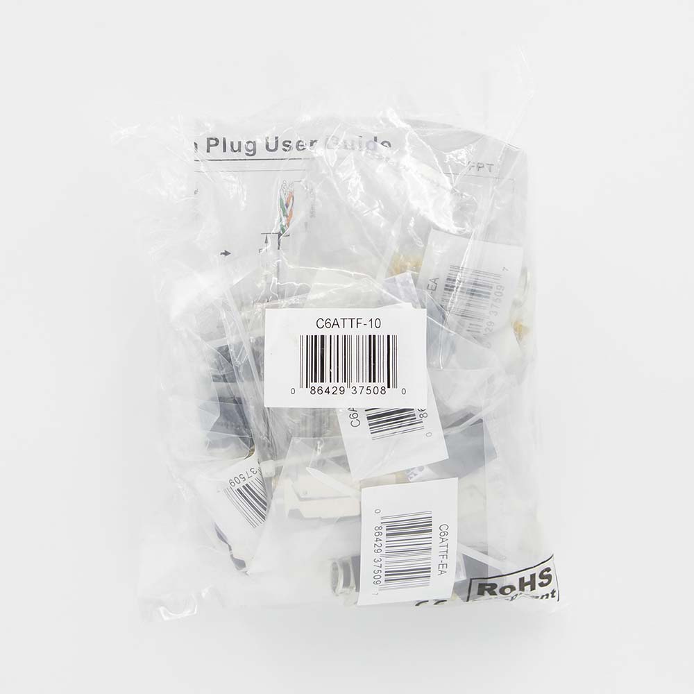 CAT6A TOOL FREE RJ45 FIELD TERMINATION PLUGS, 10GBASET (10 PACK)