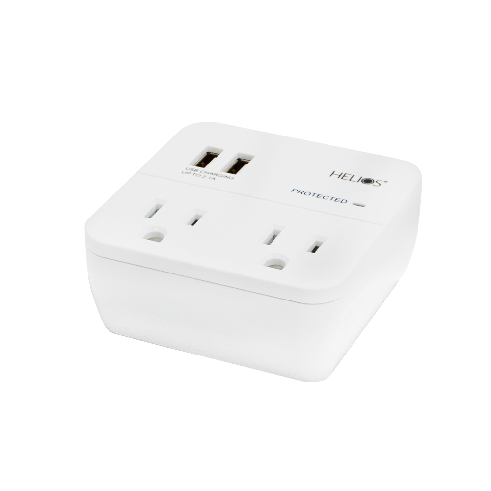 2-OUTLET 245J SURGE PROTECTOR WALL TAP WITH 2 USB 2.1A (WHITE)