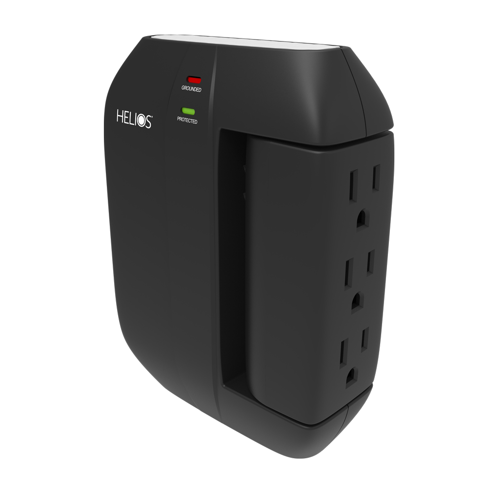 5-OUTLET 450J SURGE PROTECTOR WALL TAP WITH 2 USB 2.1A (BLACK)