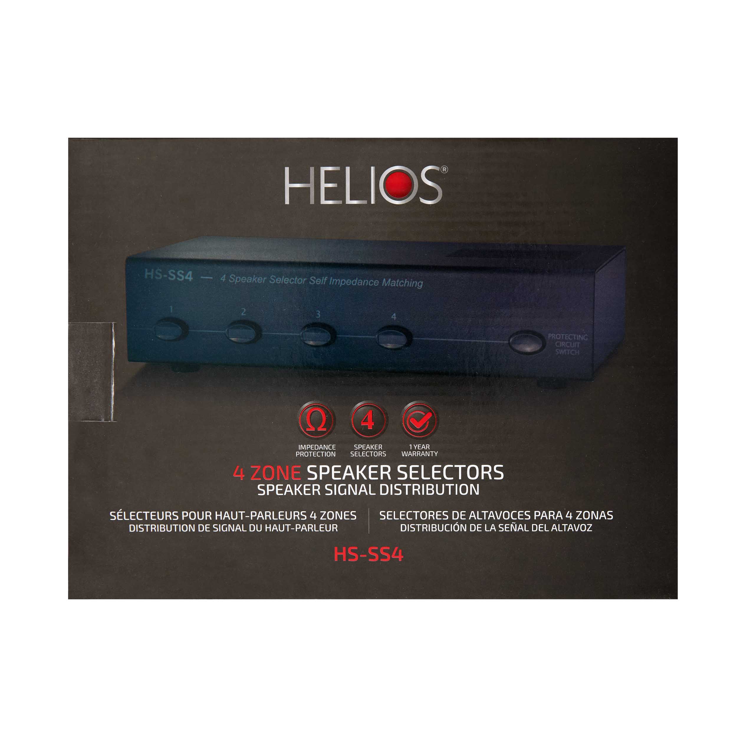 4 ZONE SPEAKER SELECTOR WITH IMPEDANCE PROTECTION, LOW PROFILE