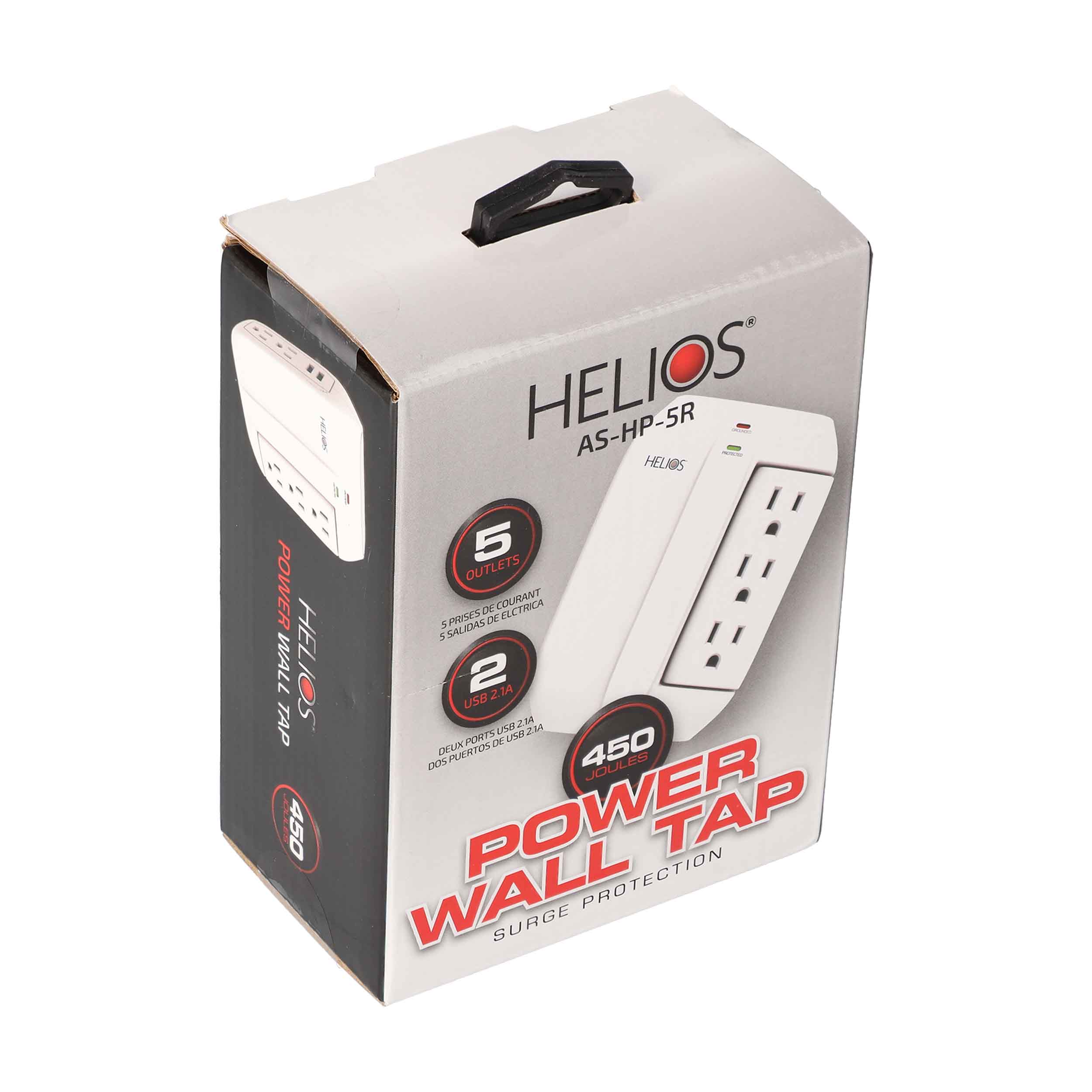 5-OUTLET 450J SURGE PROTECTOR WALL TAP WITH 2 USB 2.1A (WHITE)