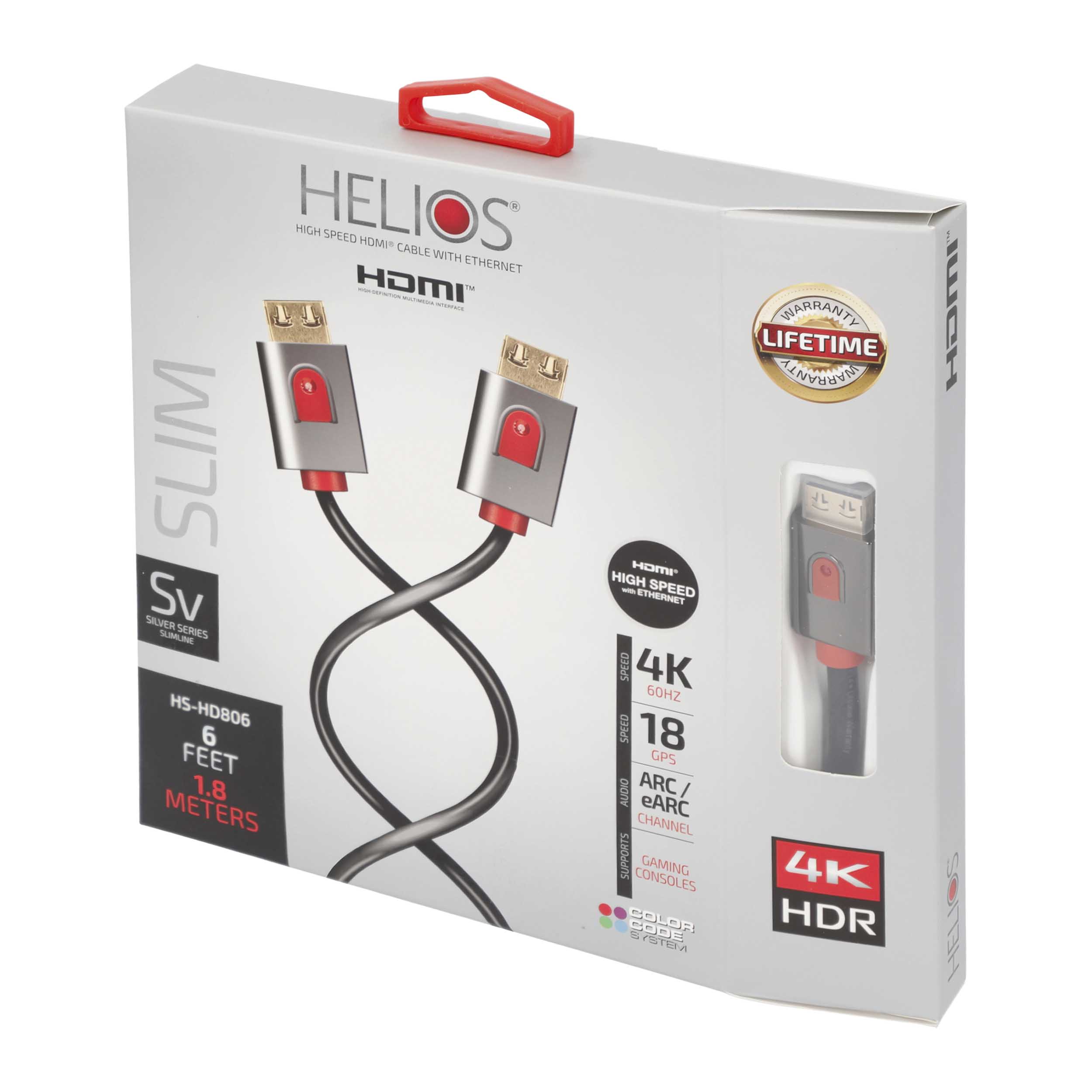 6FT SILVER SERIES HDMI CABLE 18GBPS HIGH SPEED, ARC/EARC, GRIP-LOX CONNECTOR