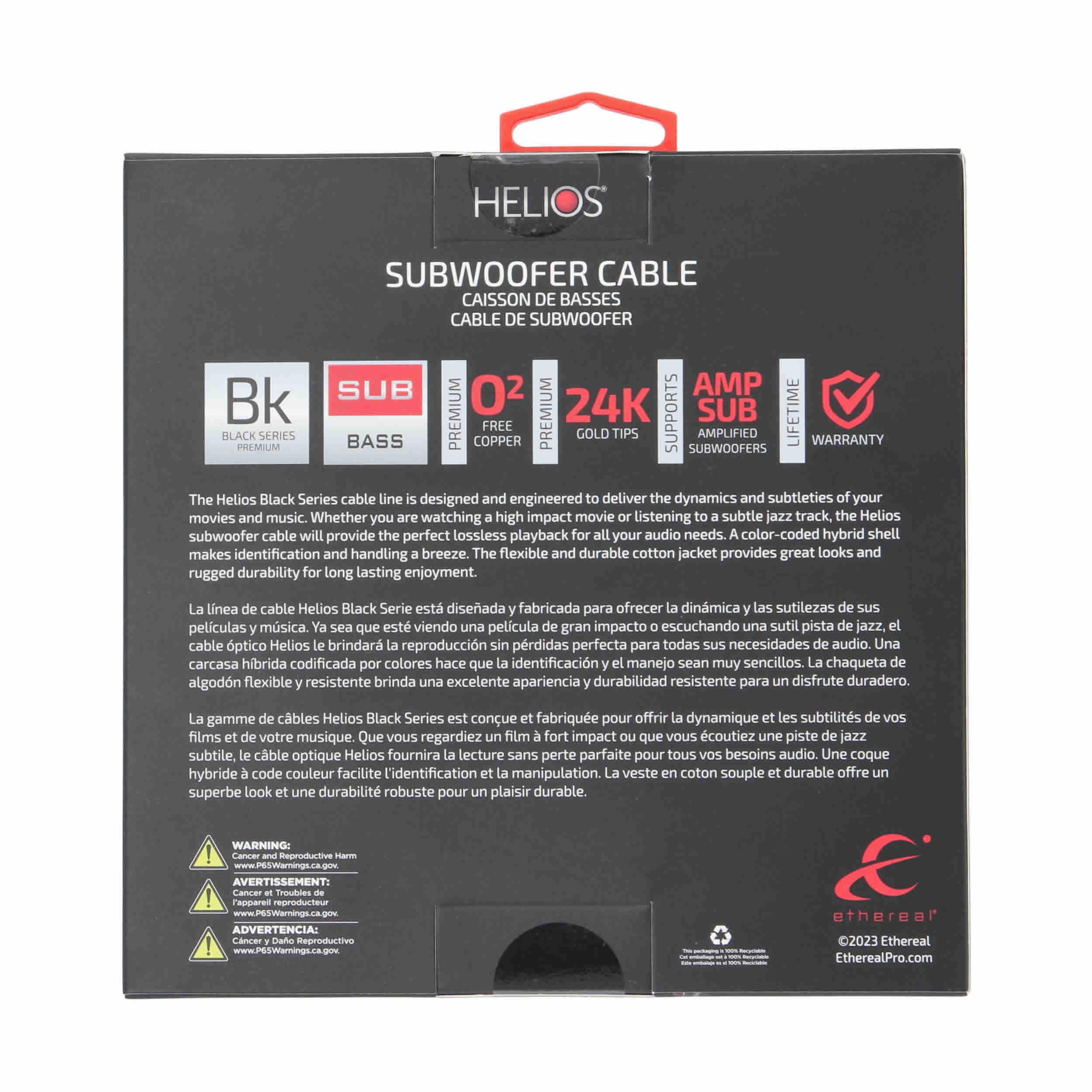 10FT BLACK SERIES SUBWOOFER AUDIO CABLE BRAIDED JACKET